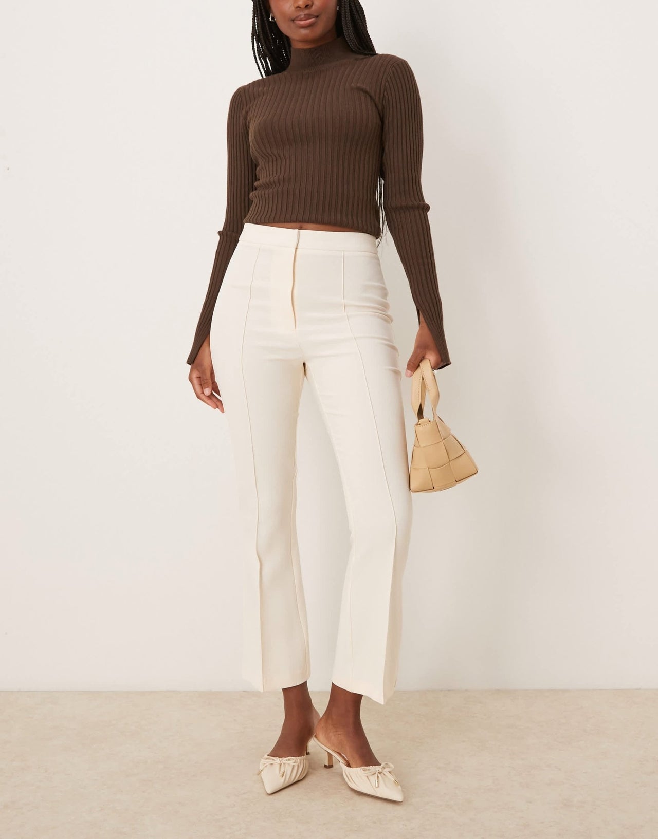 ASOS DESIGN tailored kick flare trousers in buttermilk - ASOS Sample Sale EU Store