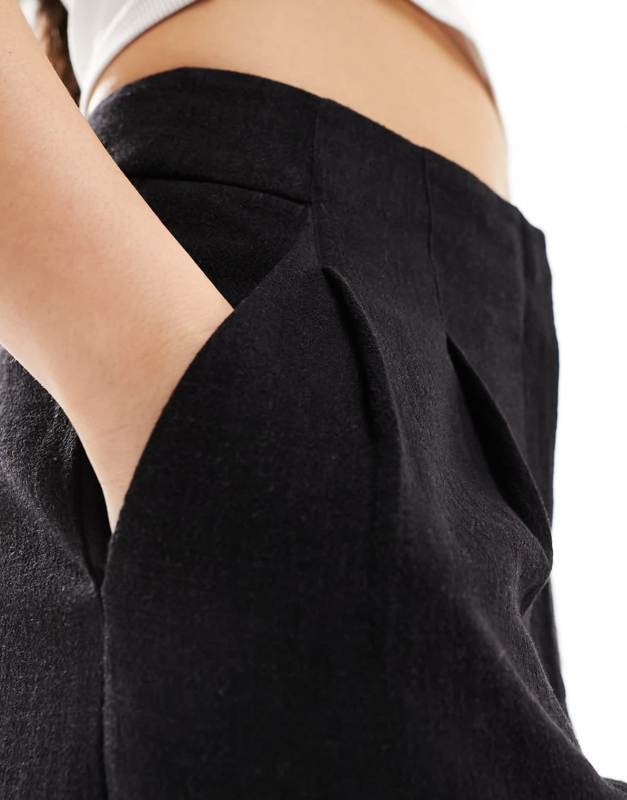 ASOS DESIGN tailored linen pleated shorts in black - ASOS Sample Sale EU Store