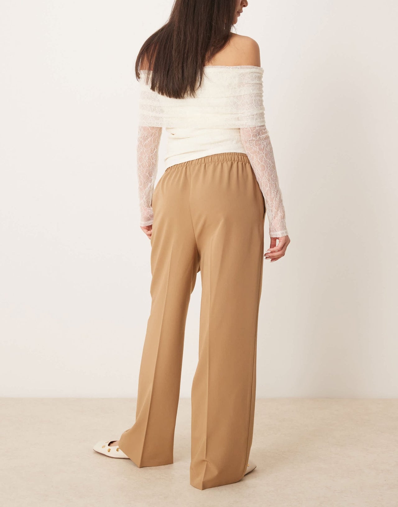 ASOS DESIGN tailored pull on trousers in camel - ASOS Sample Sale EU Store