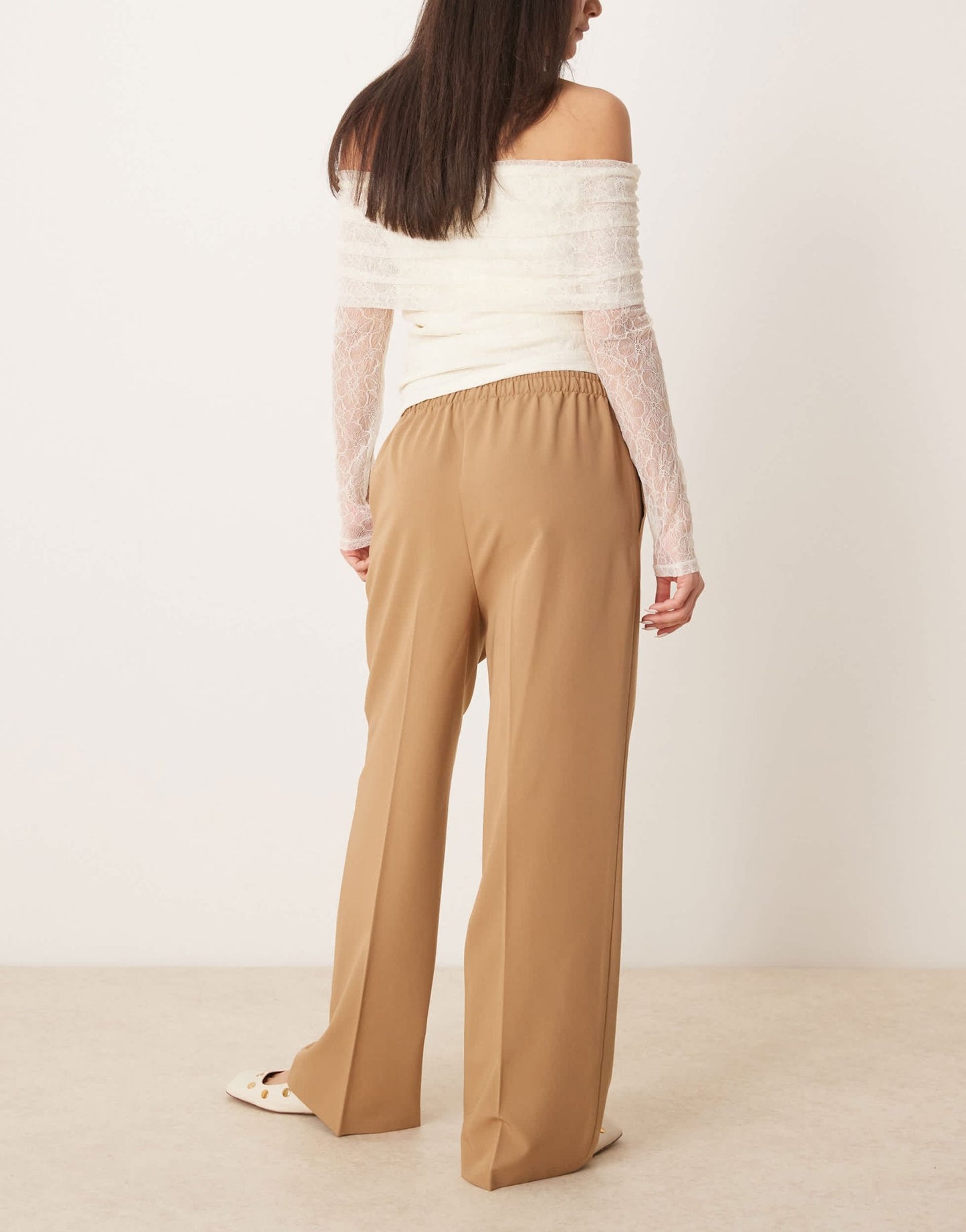 ASOS DESIGN tailored pull on trousers in camel - ASOS Sample Sale EU Store