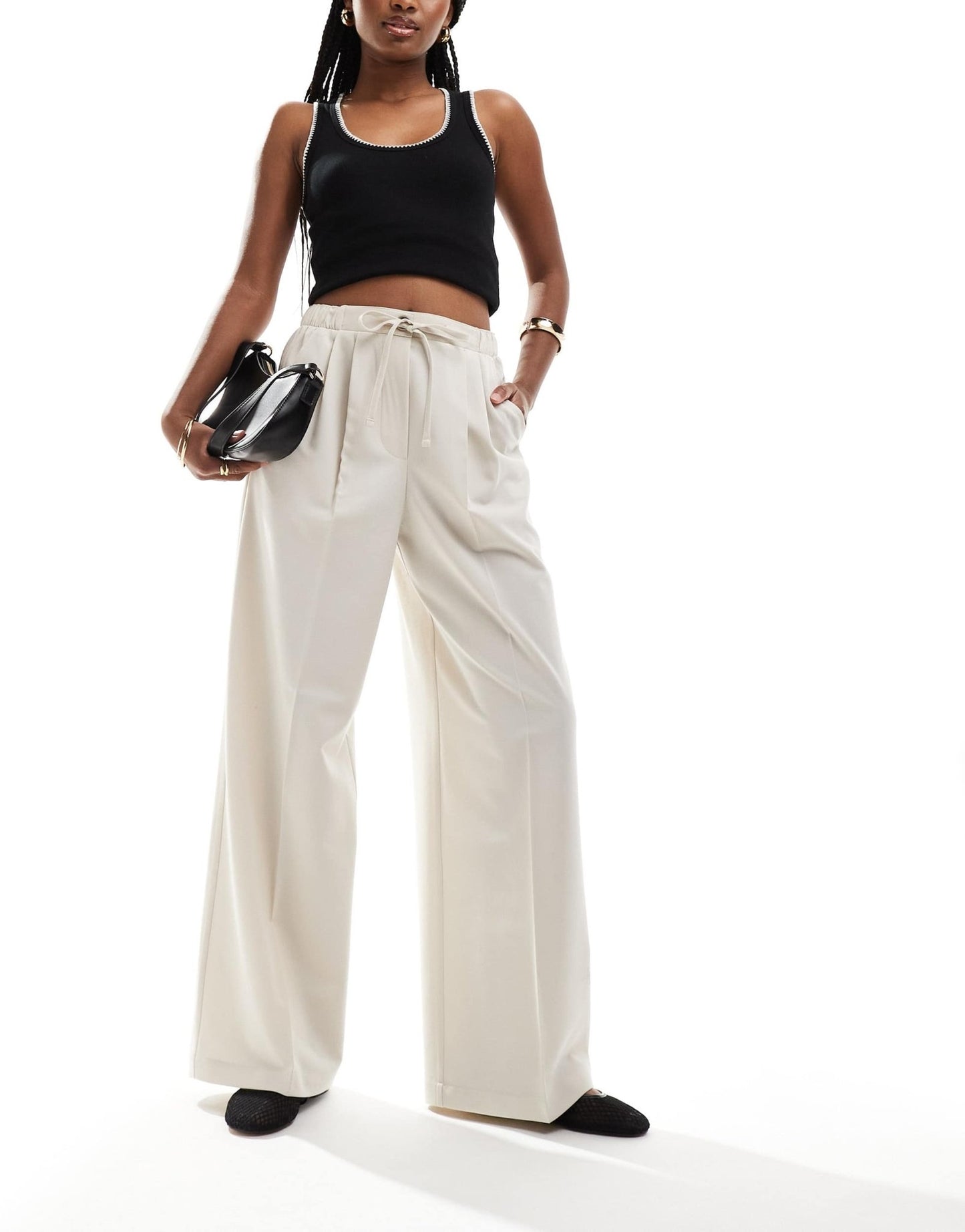 ASOS DESIGN tailored pull on trousers in stone - ASOS Sample Sale EU Store