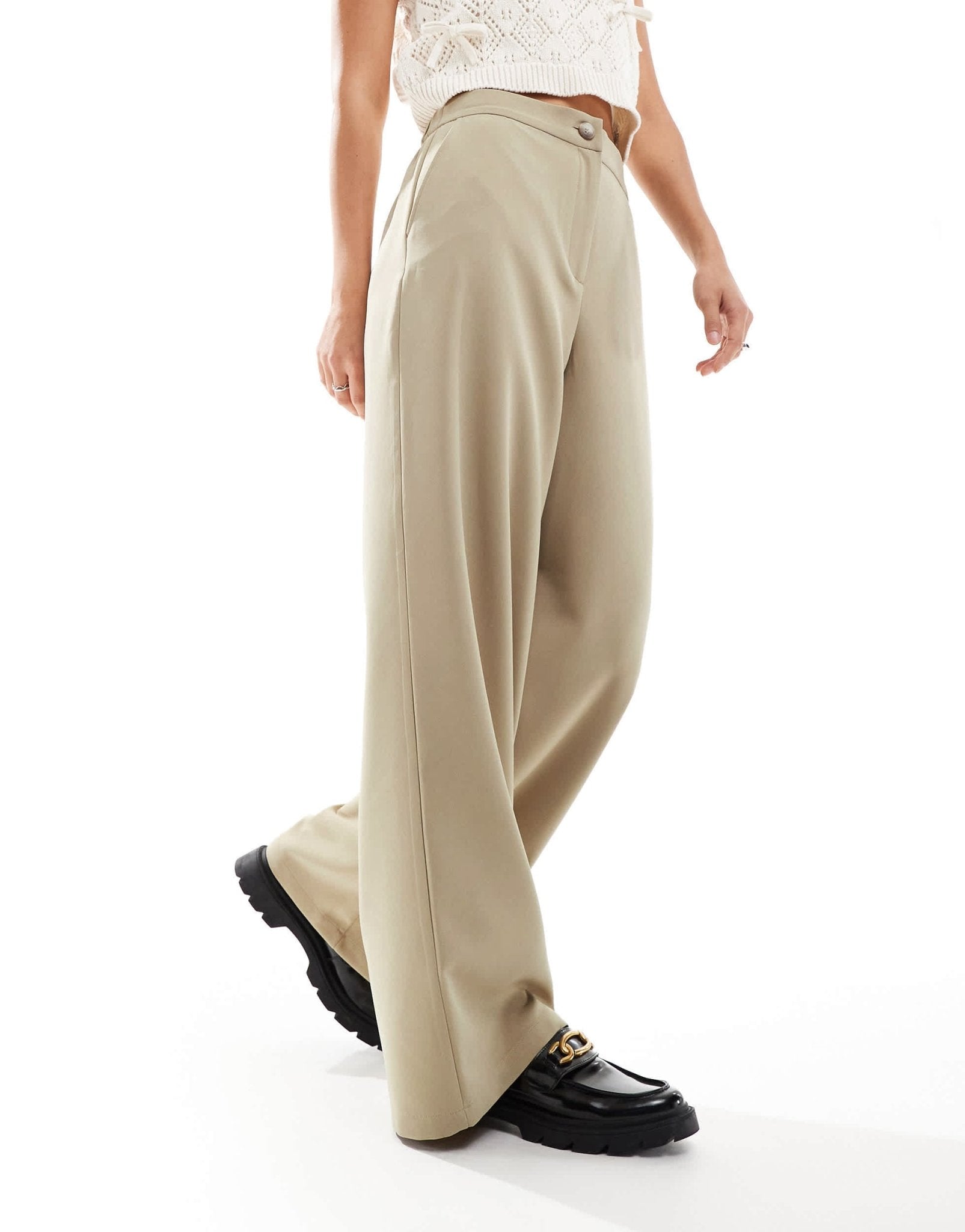 ASOS DESIGN tailored relaxed straight leg trousers in stone - ASOS Sample Sale EU Store