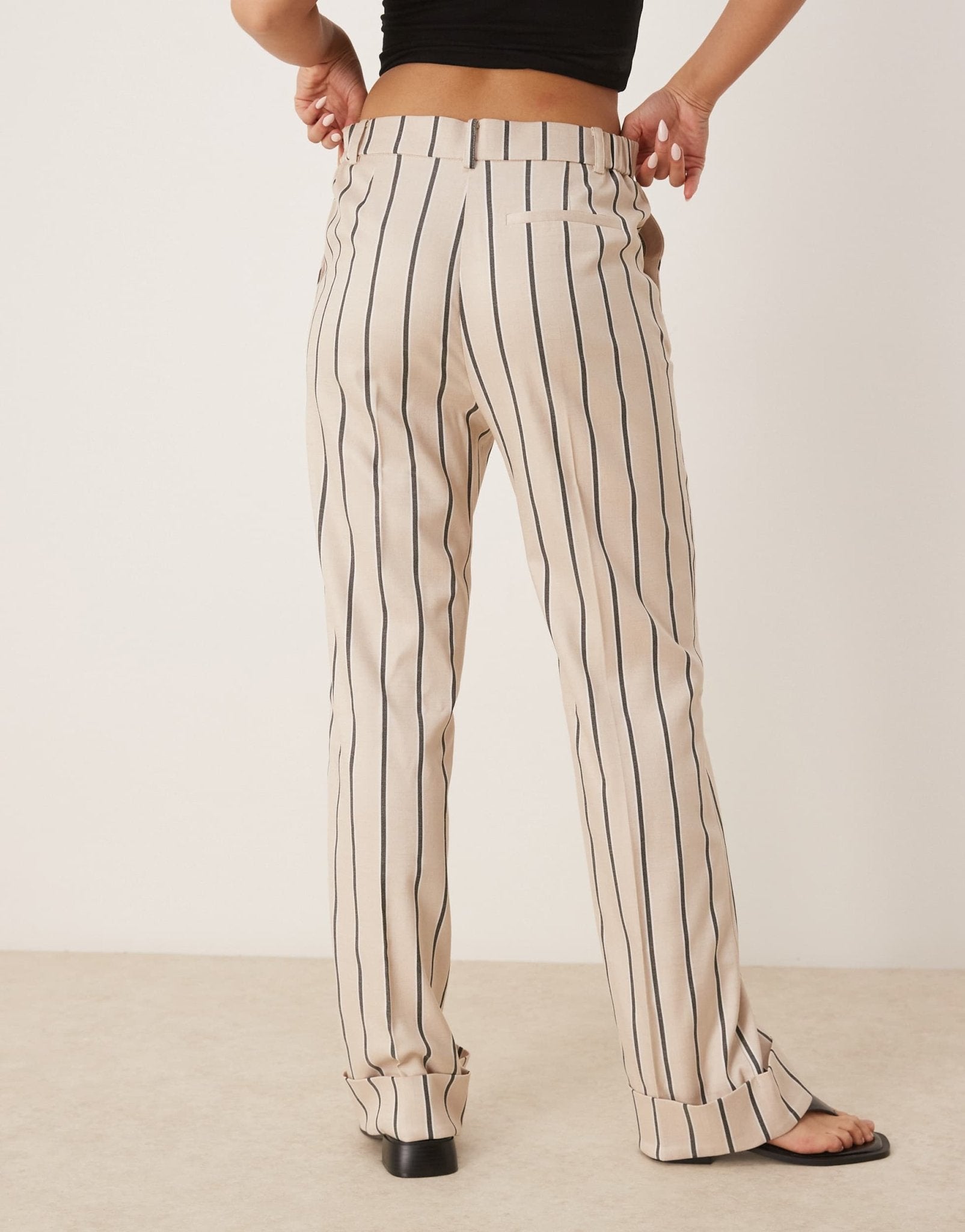 ASOS DESIGN tailored relaxed trouser in stone stripe co - ord - ASOS Sample Sale EU Store