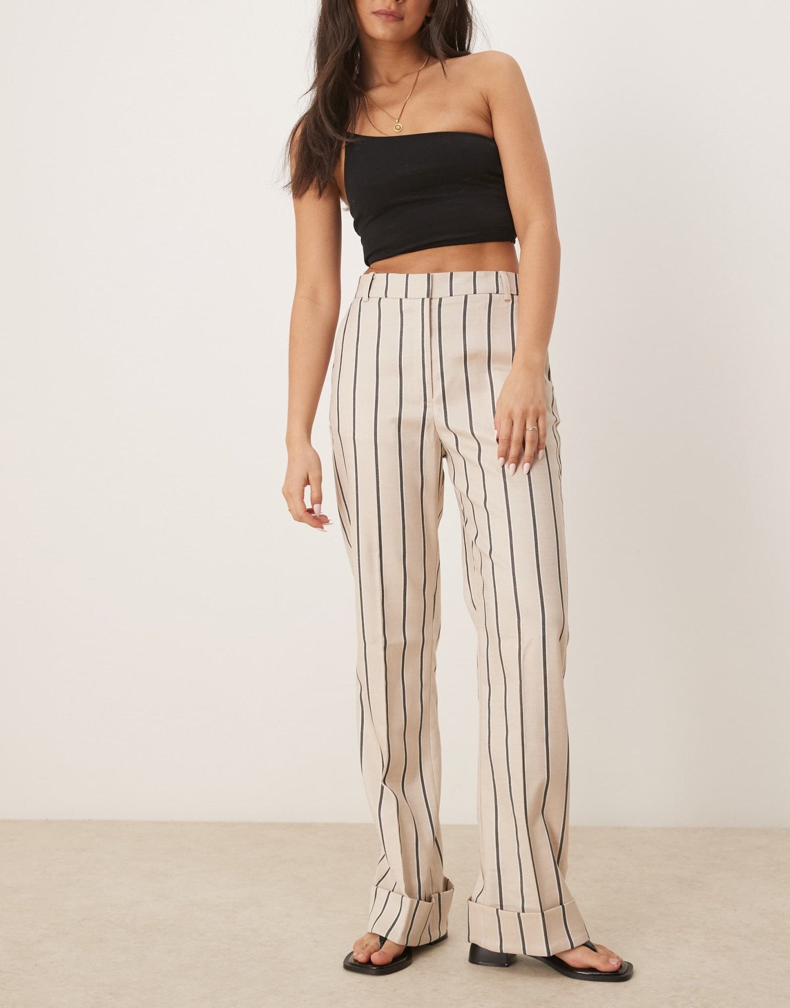 ASOS DESIGN tailored relaxed trouser in stone stripe co - ord - ASOS Sample Sale EU Store