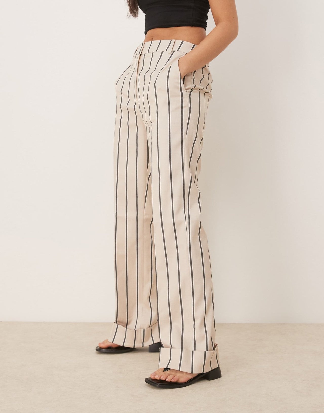 ASOS DESIGN tailored relaxed trouser in stone stripe co - ord - ASOS Sample Sale EU Store