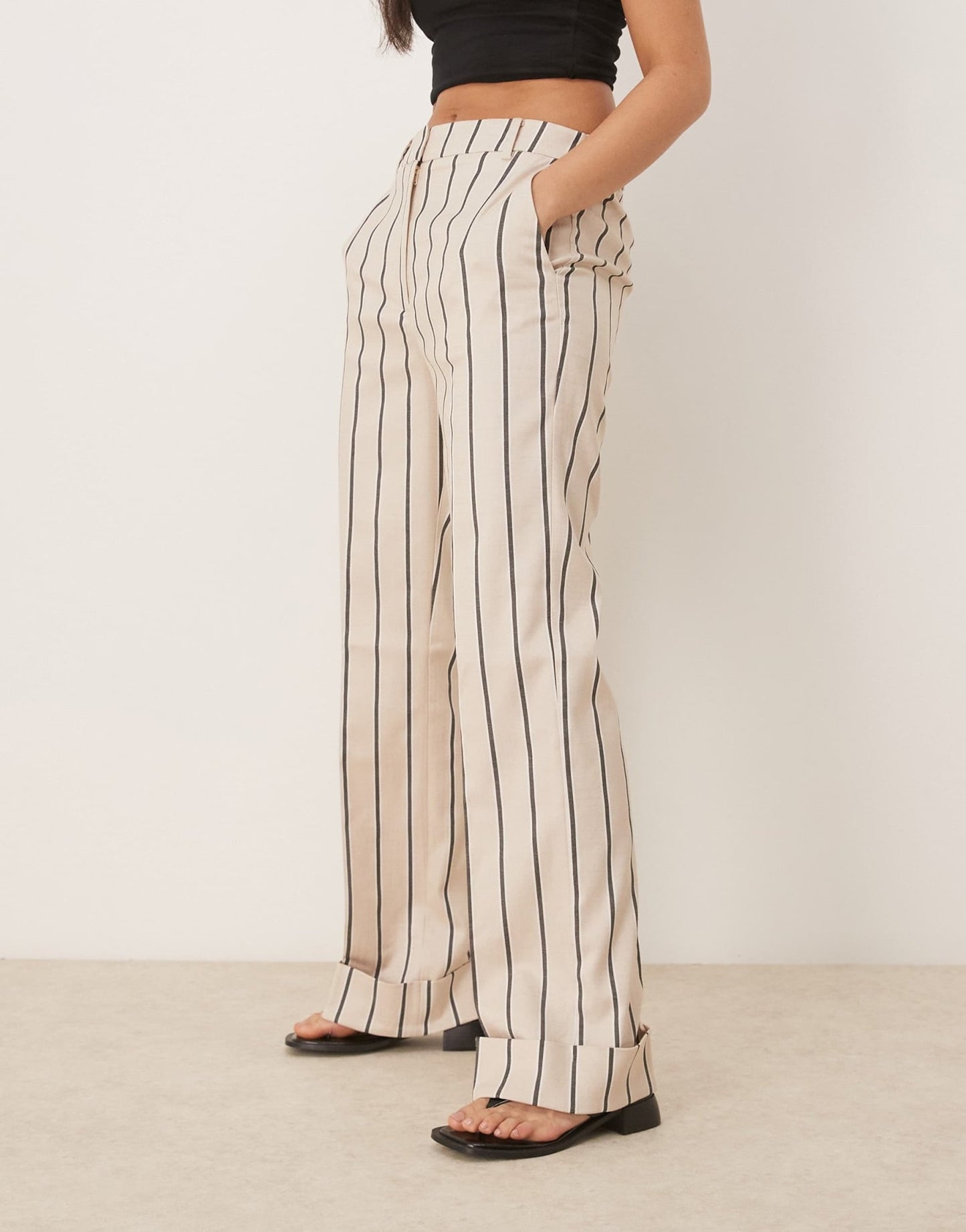 ASOS DESIGN tailored relaxed trouser in stone stripe co - ord - ASOS Sample Sale EU Store