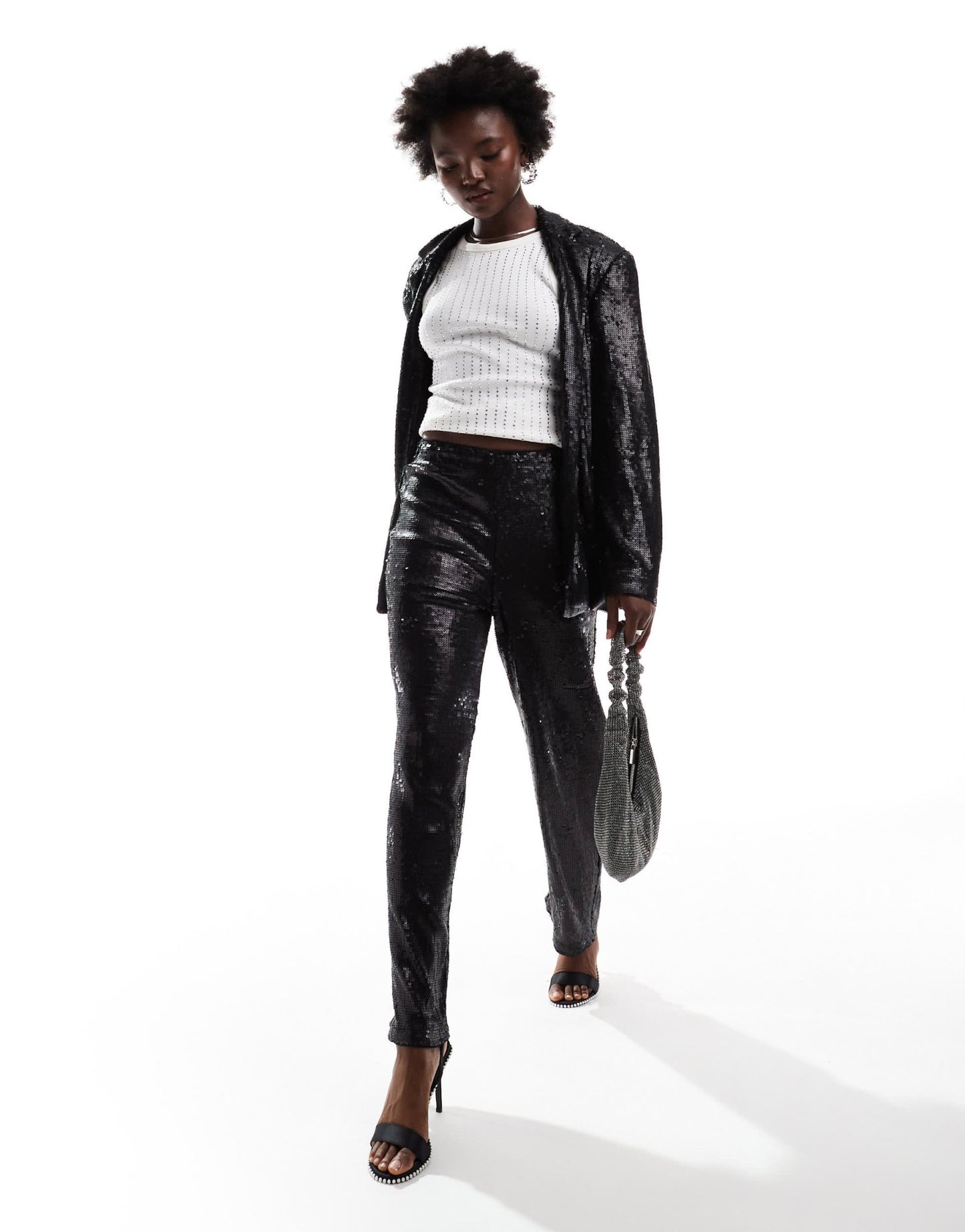 ASOS DESIGN tailored sequin ankle grazer trousers in black - ASOS Sample Sale EU Store