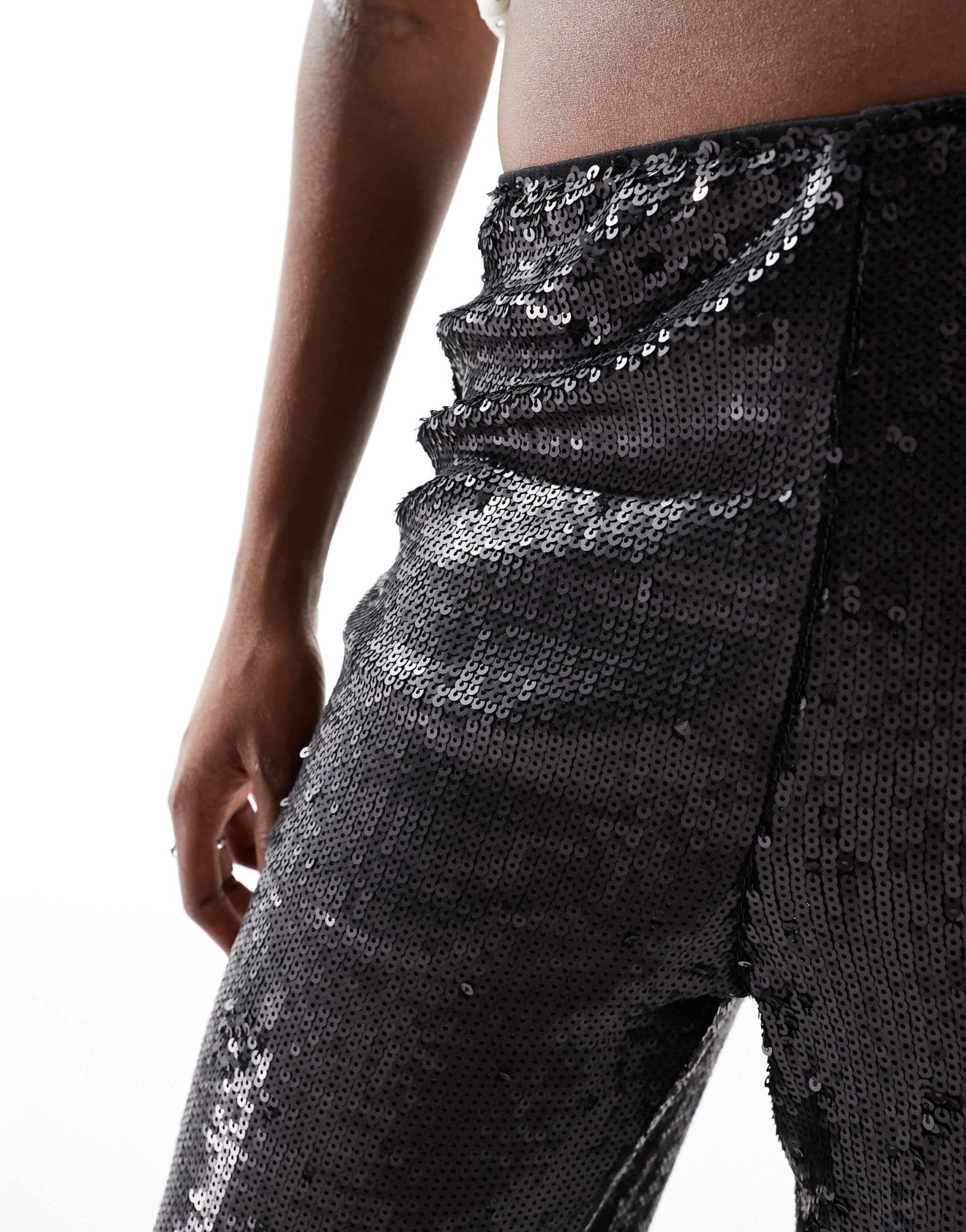 ASOS DESIGN tailored sequin ankle grazer trousers in black - ASOS Sample Sale EU Store