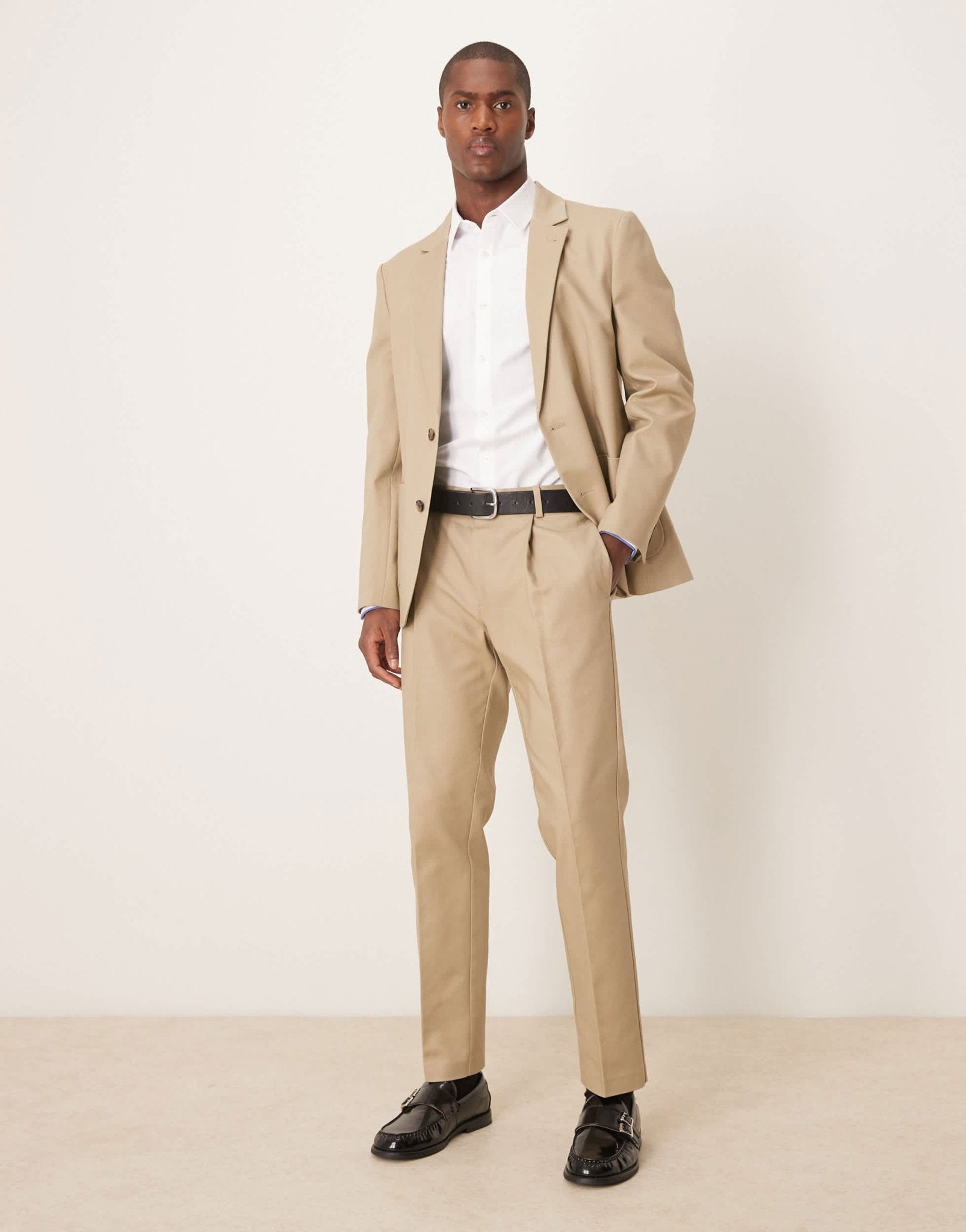 ASOS DESIGN tailored suit jacket in stone soft cotton - ASOS Sample Sale EU Store