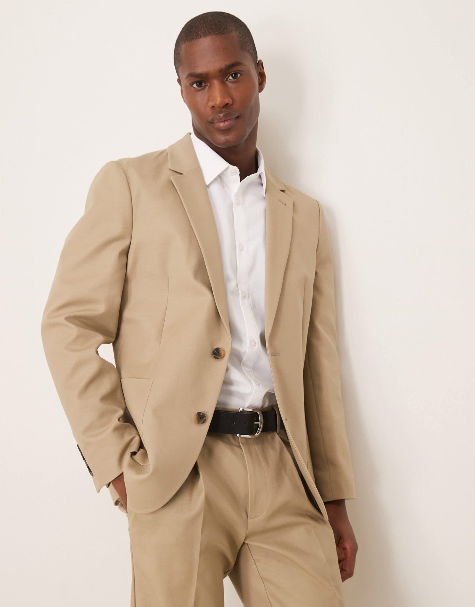 ASOS DESIGN tailored suit jacket in stone soft cotton - ASOS Sample Sale EU Store