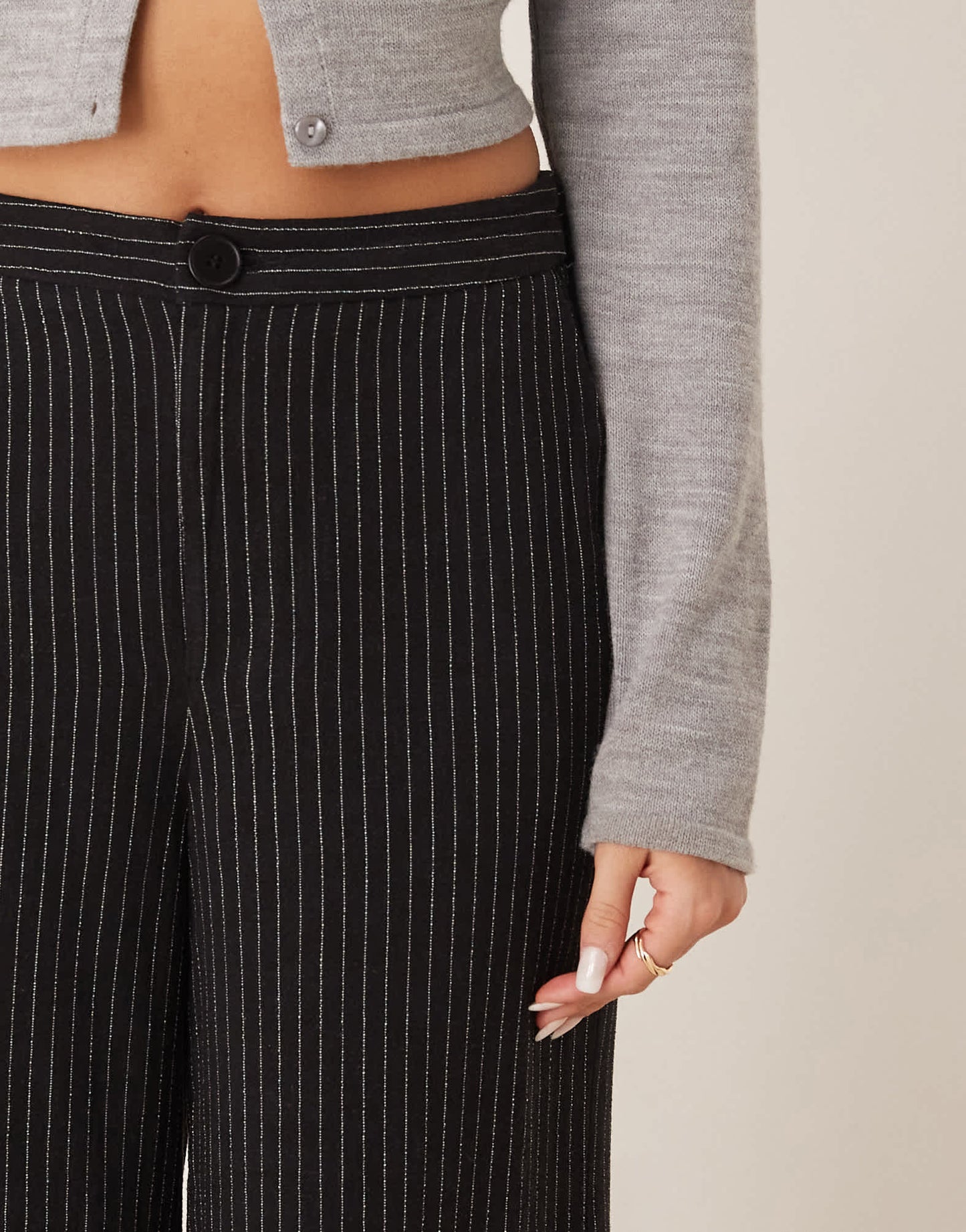 ASOS DESIGN tailored wide leg dad trousers in black pinstripe - ASOS Sample Sale EU Store