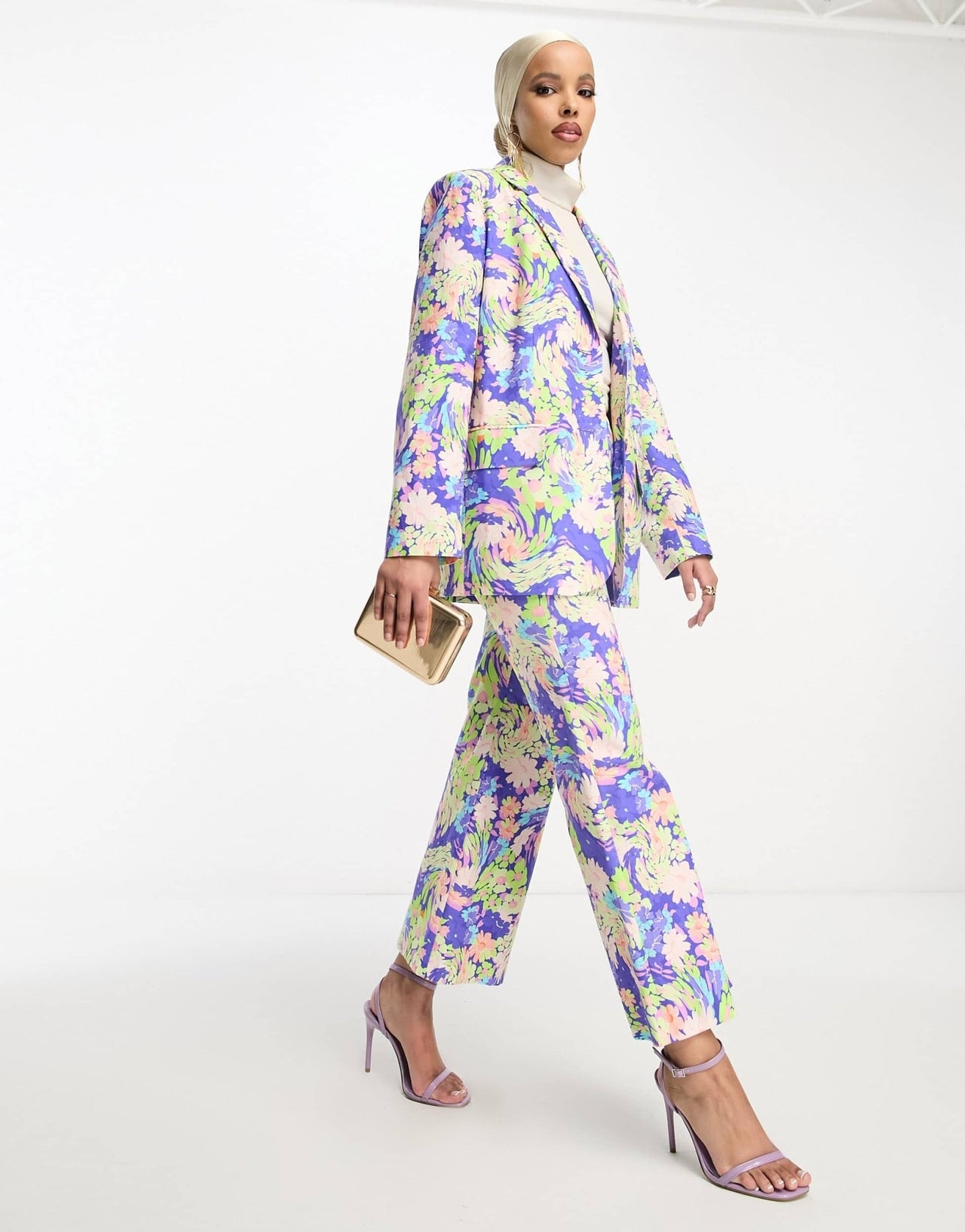 ASOS DESIGN tailored wide leg dad trousers in blue floral print - ASOS Sample Sale EU Store