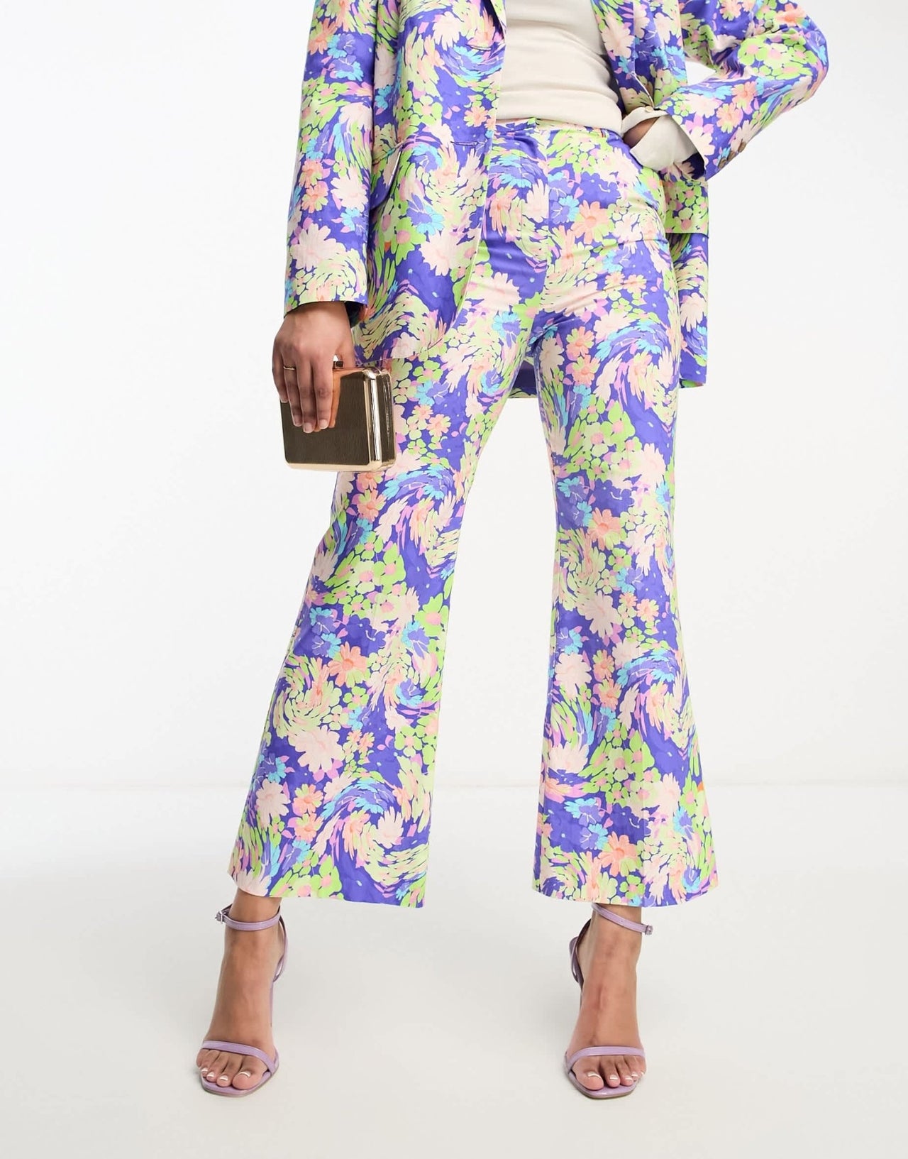 ASOS DESIGN tailored wide leg dad trousers in blue floral print - ASOS Sample Sale EU Store