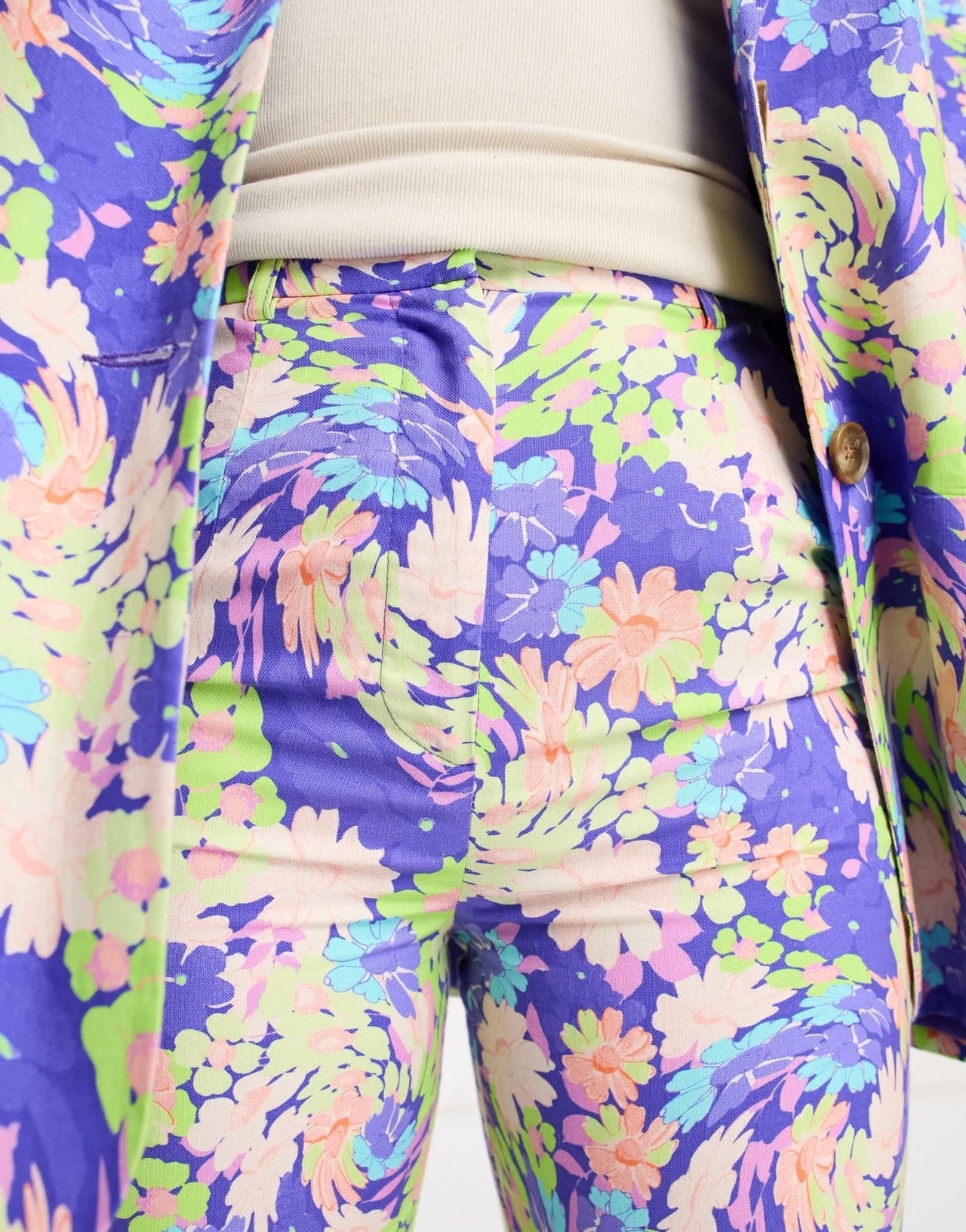 ASOS DESIGN tailored wide leg dad trousers in blue floral print - ASOS Sample Sale EU Store
