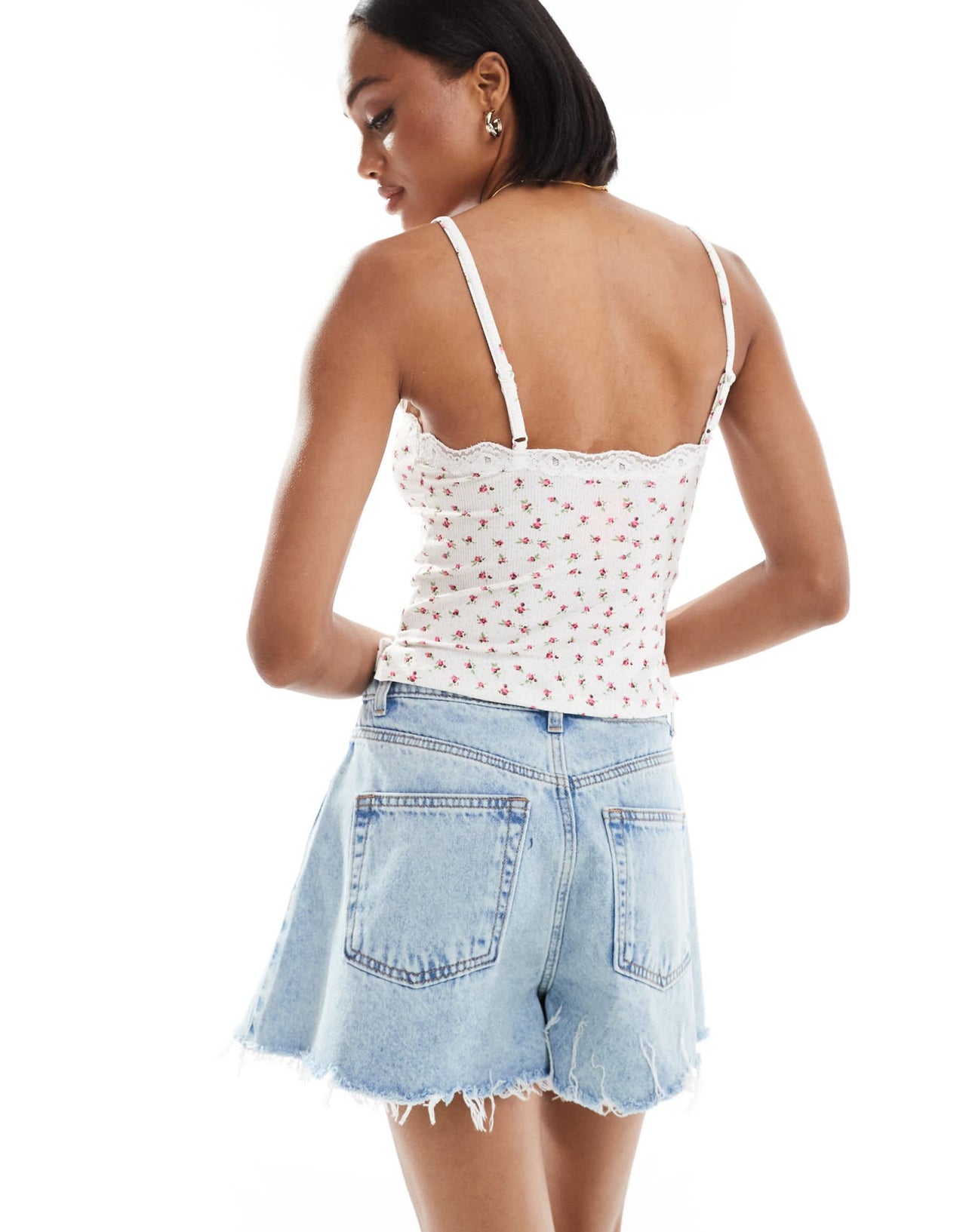 ASOS DESIGN Tall A line denim short in lightwash blue - ASOS Sample Sale EU Store