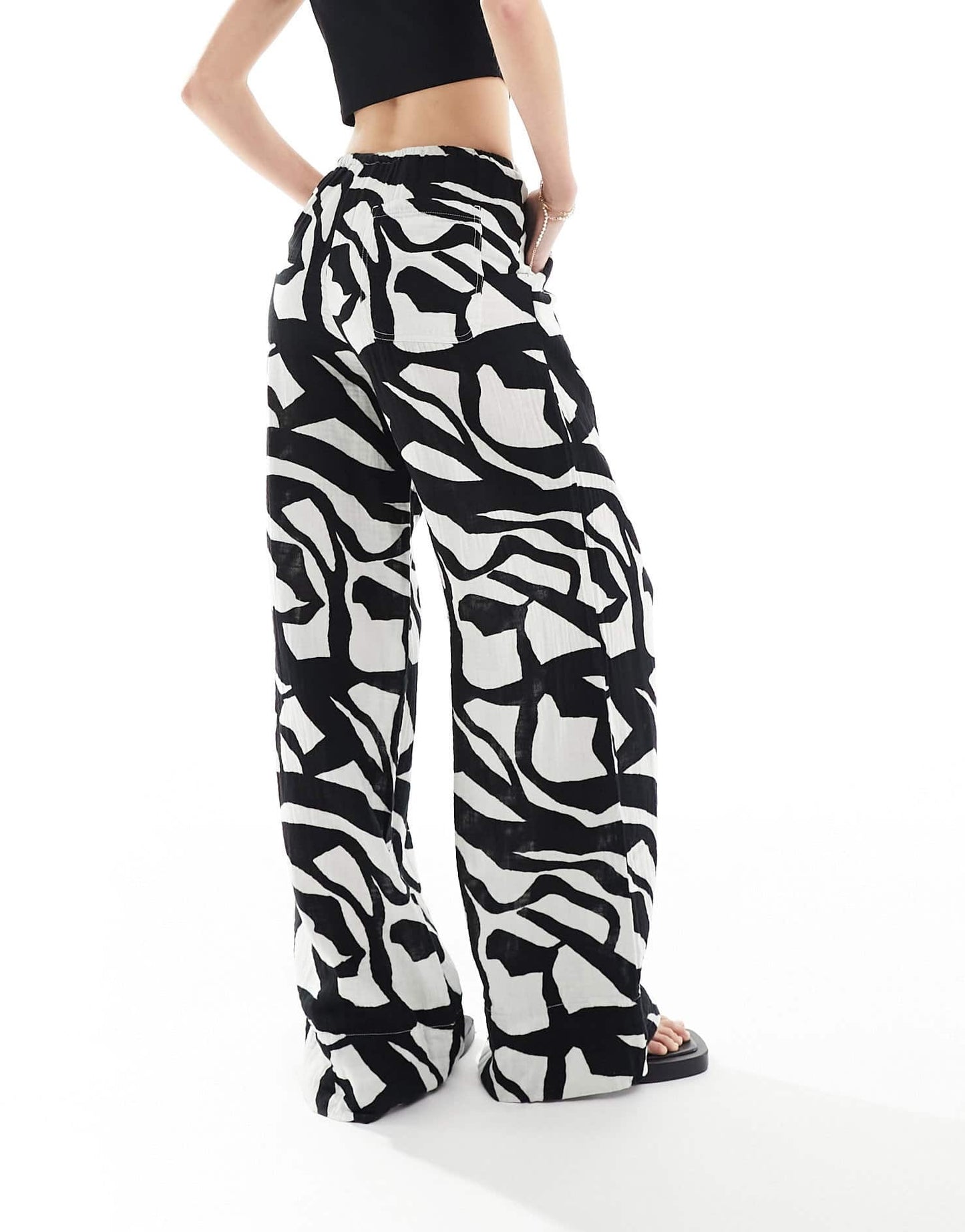ASOS DESIGN Tall cheesecloth tie waist wide pull on in print - ASOS Sample Sale EU Store
