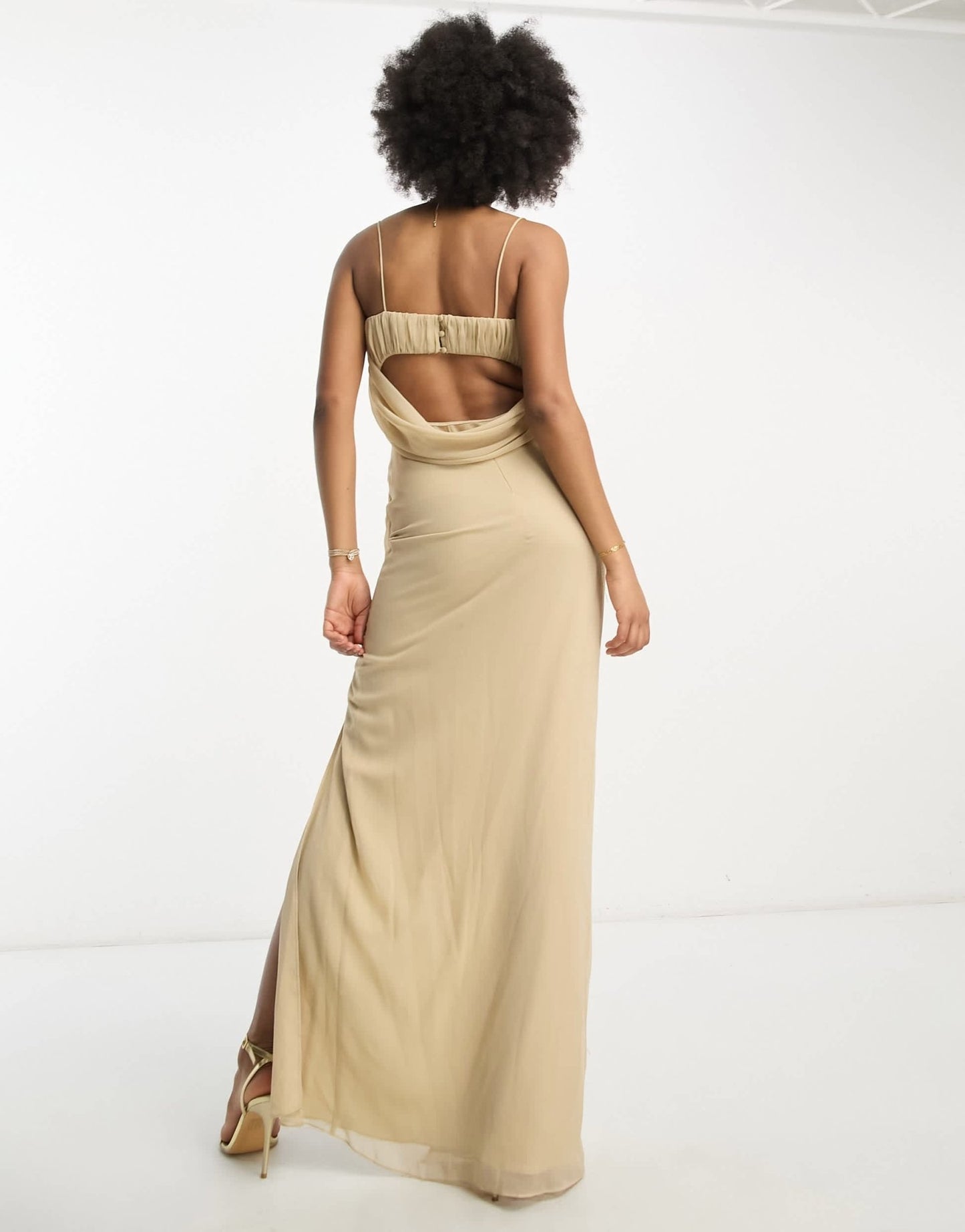 ASOS DESIGN Tall corset maxi dress with soft cowl front in stone - ASOS Sample Sale EU Store