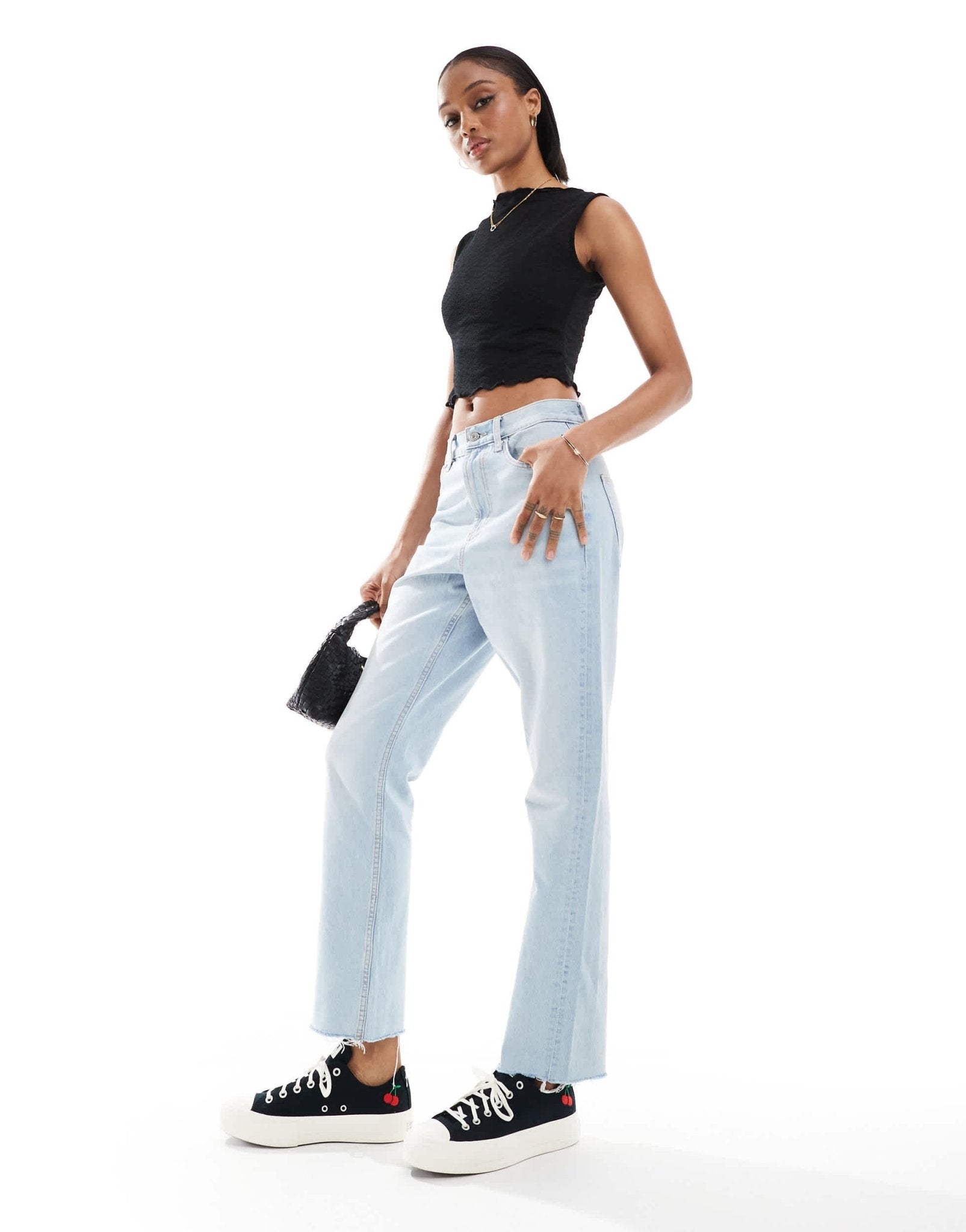ASOS DESIGN Tall cropped mid rise straight jeans in bleach - ASOS Sample Sale EU Store