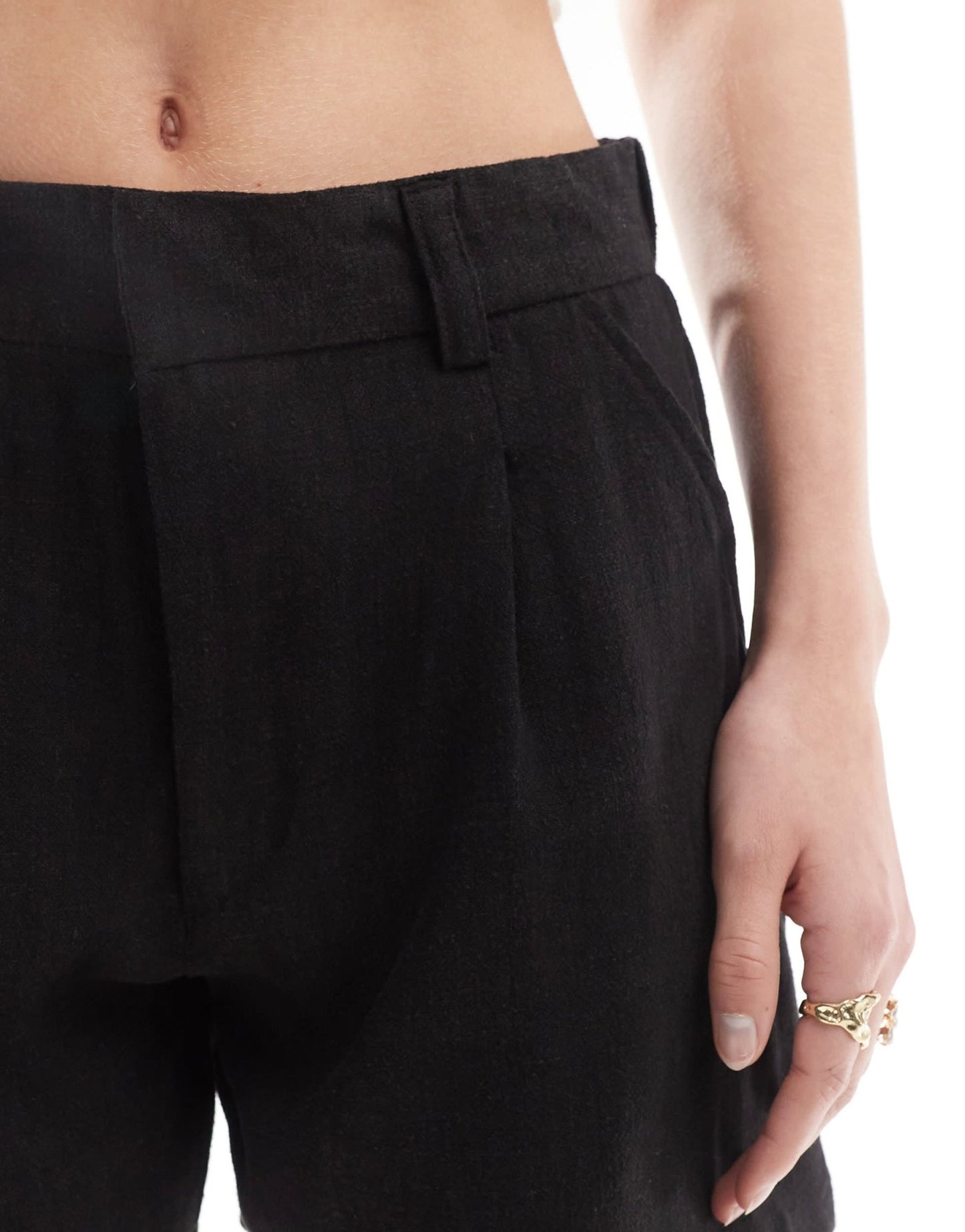 ASOS DESIGN Tall dad short with linen in black - ASOS Sample Sale EU Store
