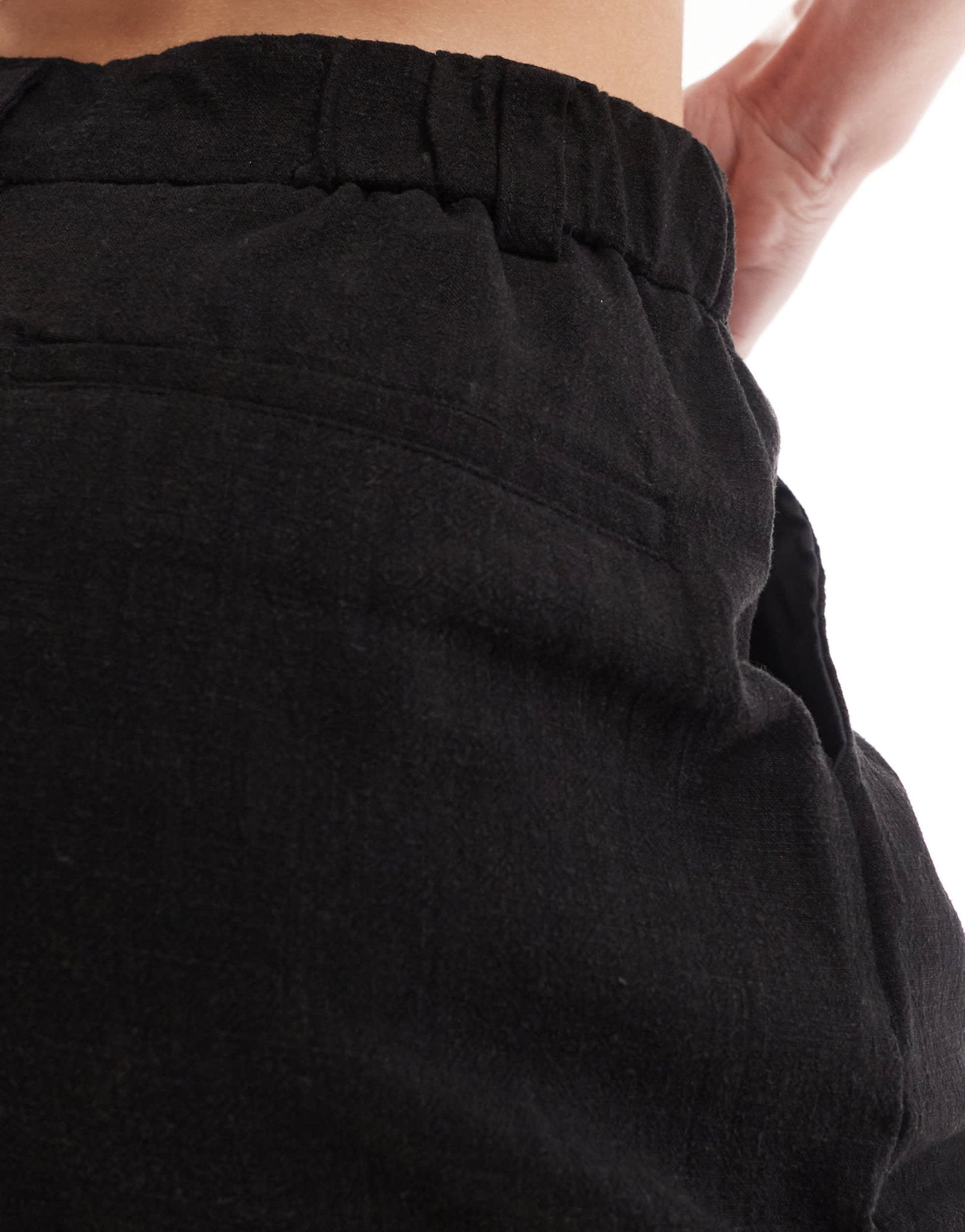 ASOS DESIGN Tall dad short with linen in black - ASOS Sample Sale EU Store