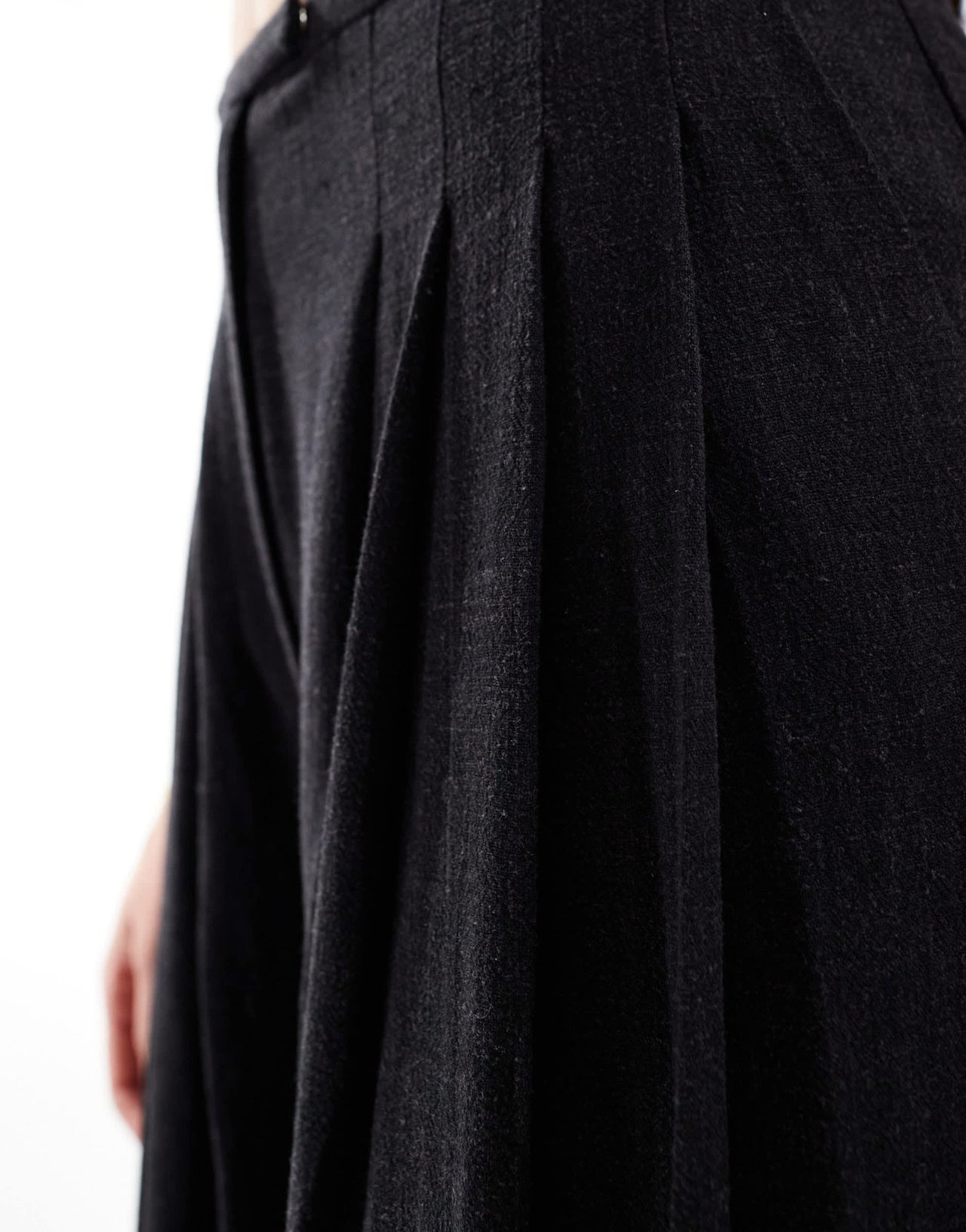 ASOS DESIGN Tall pleated palazzo wide leg trouser with linen in black - ASOS Sample Sale EU Store