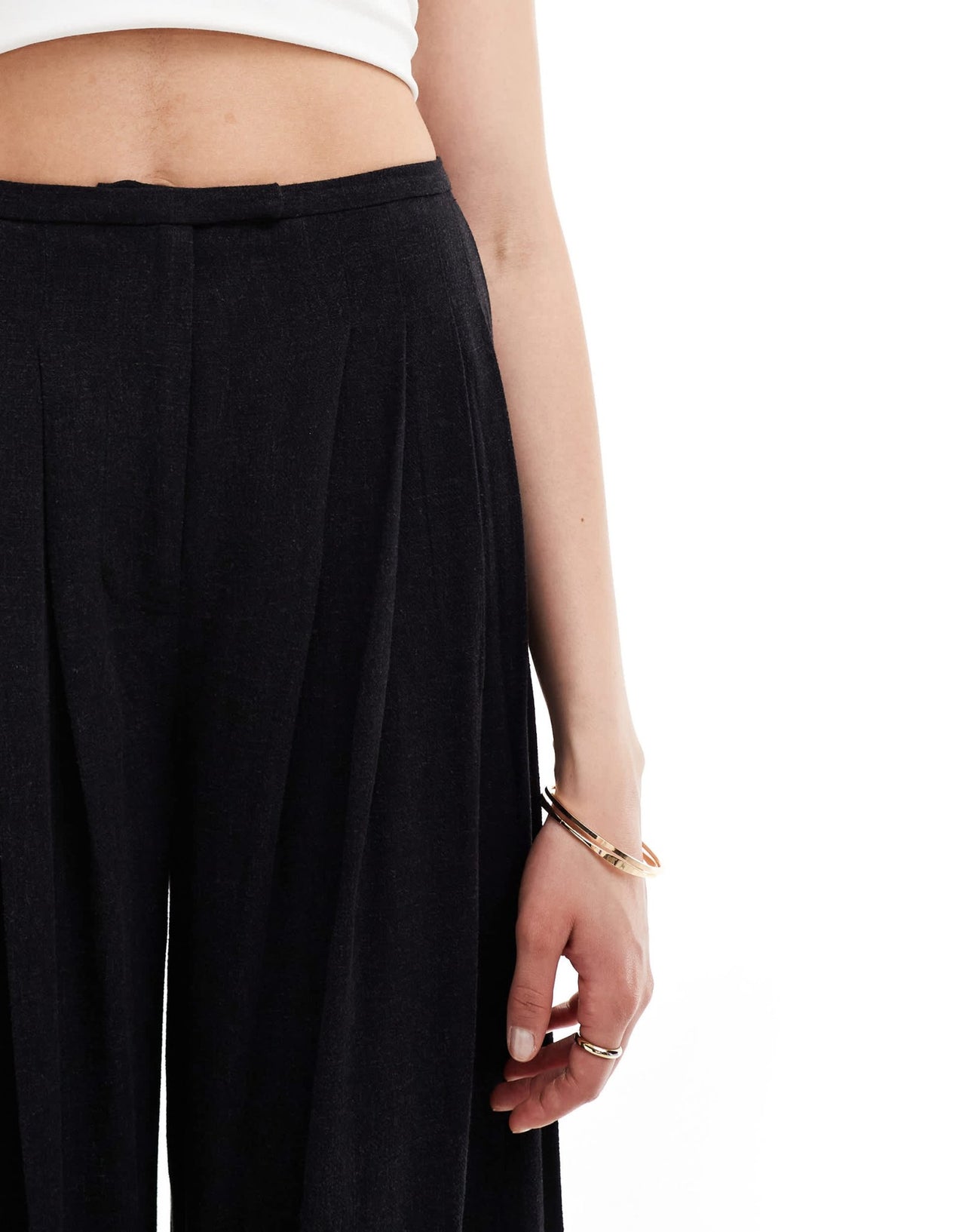 ASOS DESIGN Tall pleated palazzo wide leg trouser with linen in black - ASOS Sample Sale EU Store