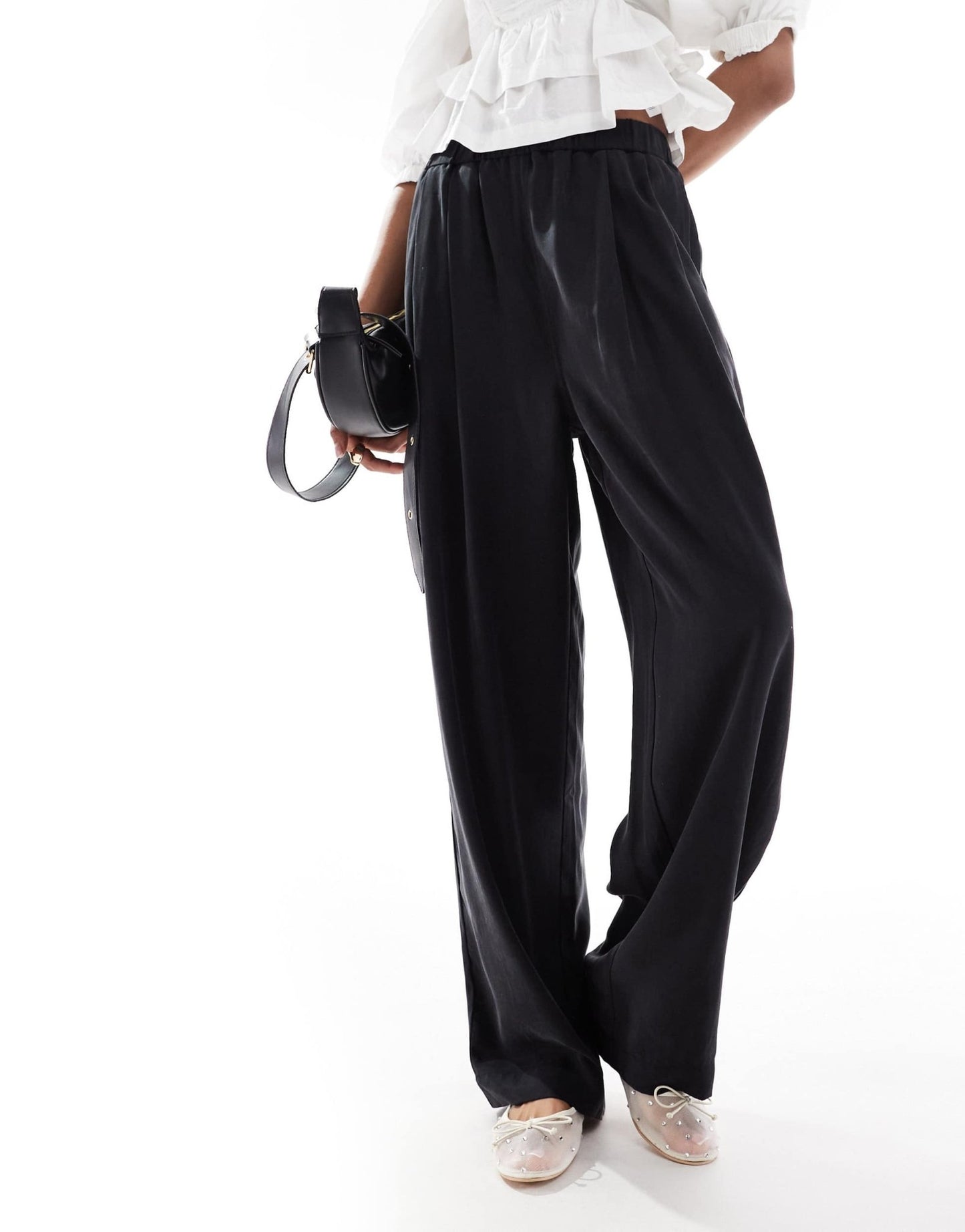 ASOS DESIGN Tall premium casual pull on trousers with pleat detail in washed black - ASOS Sample Sale EU Store