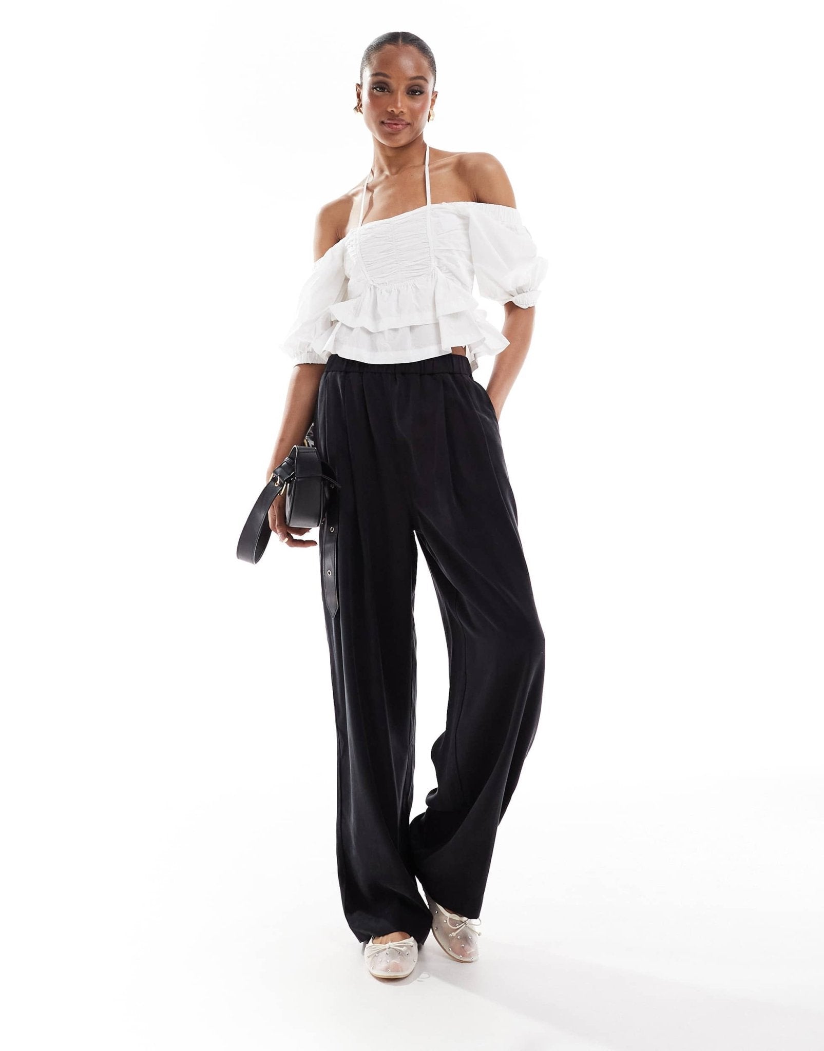 ASOS DESIGN Tall premium casual pull on trousers with pleat detail in washed black - ASOS Sample Sale EU Store