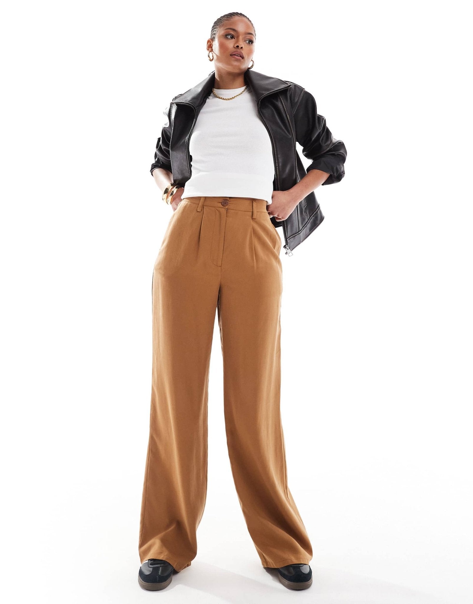 ASOS DESIGN Tall relaxed straight leg trousers in camel - ASOS Sample Sale EU Store