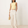 ASOS DESIGN Tall relaxed straight leg trousers with linen in stone