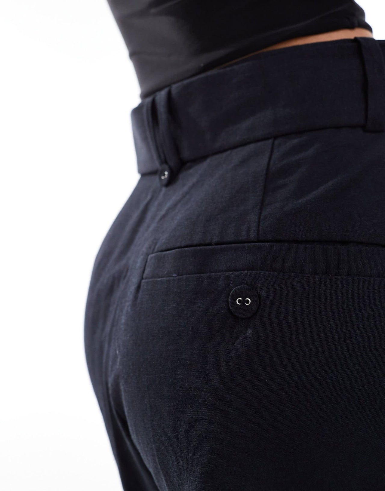ASOS DESIGN Tall tailored belted trouser with linen in black - ASOS Sample Sale EU Store