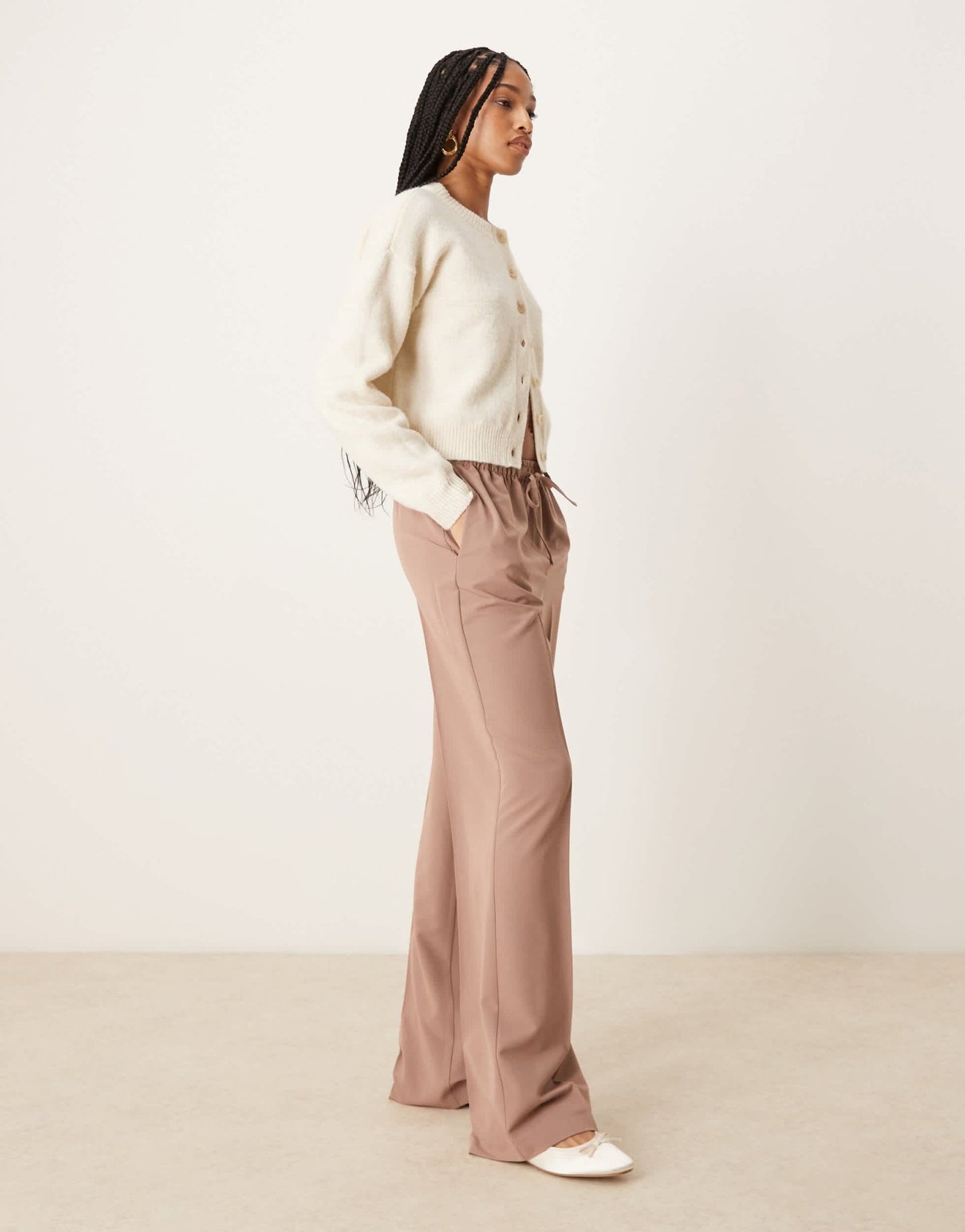 ASOS DESIGN Tall tailored pull on trousers in mink - ASOS Sample Sale EU Store