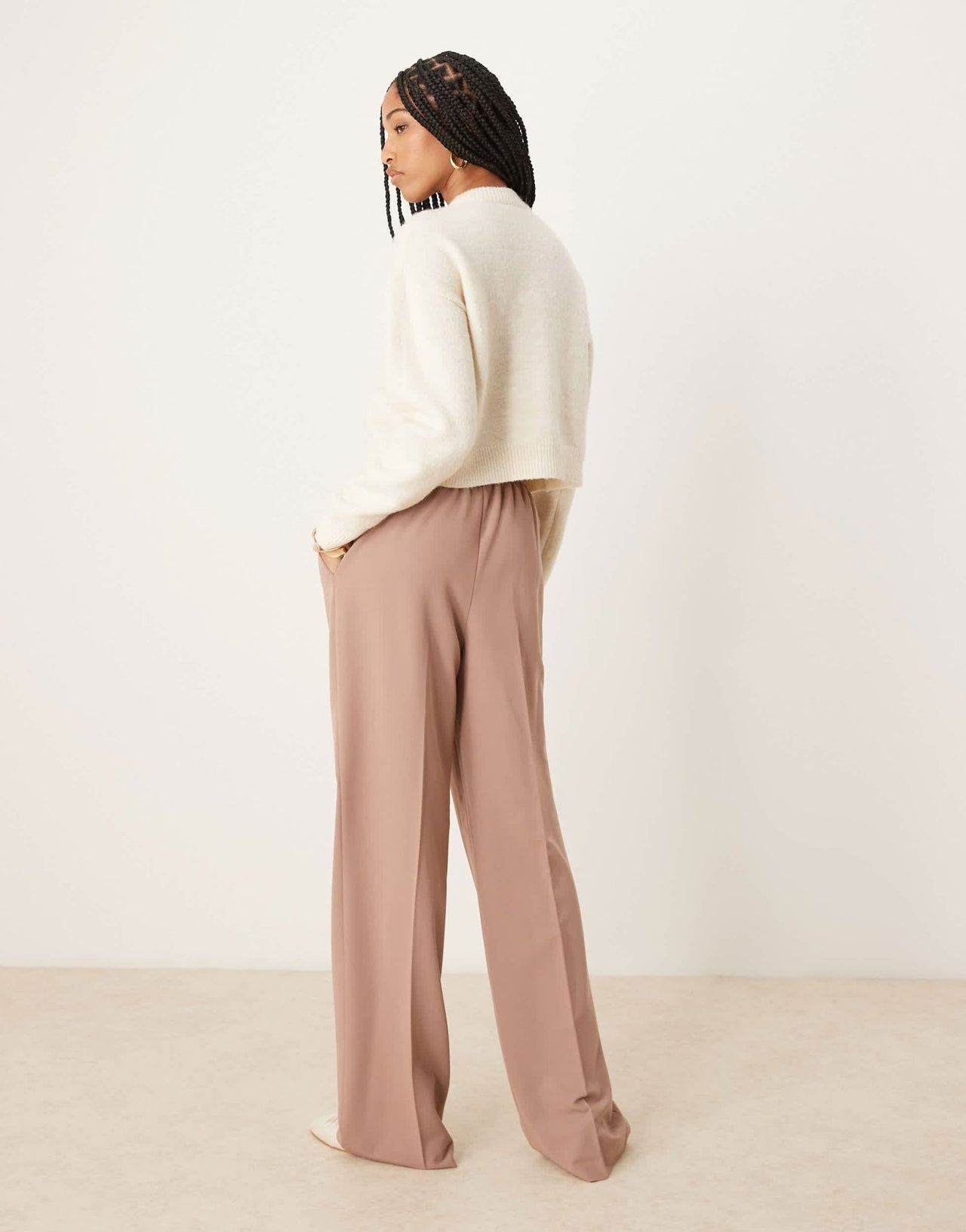 ASOS DESIGN Tall tailored pull on trousers in mink - ASOS Sample Sale EU Store