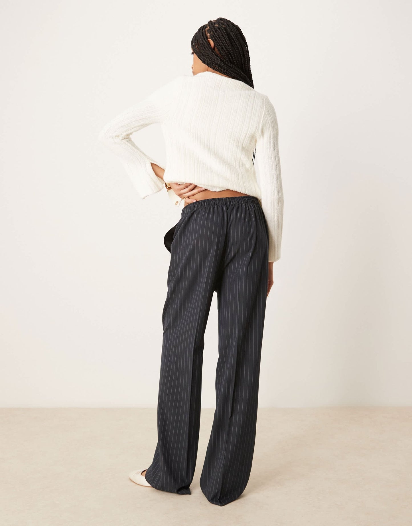 ASOS DESIGN Tall tailored pull on trousers in navy stripe - ASOS Sample Sale EU Store