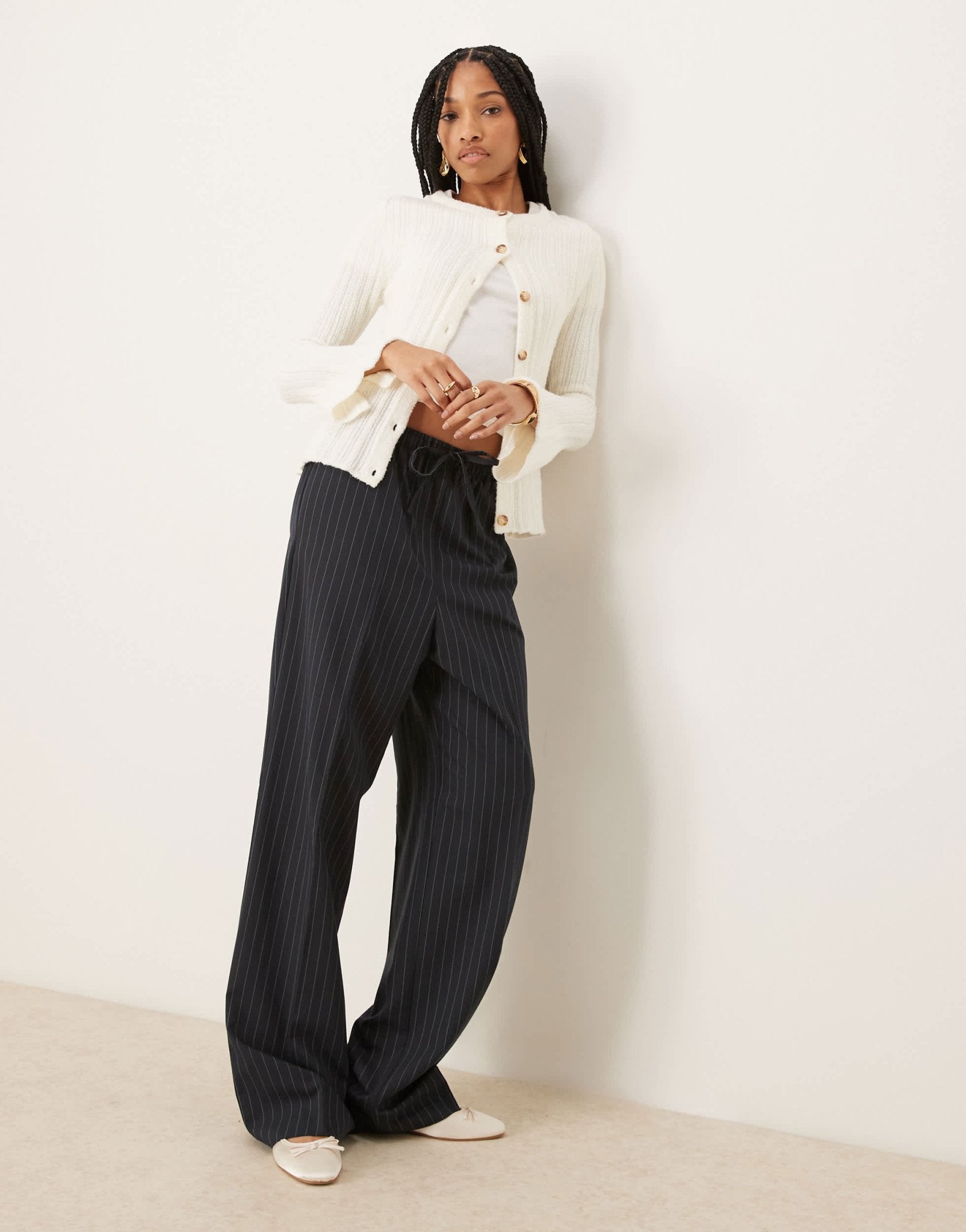ASOS DESIGN Tall tailored pull on trousers in navy stripe - ASOS Sample Sale EU Store