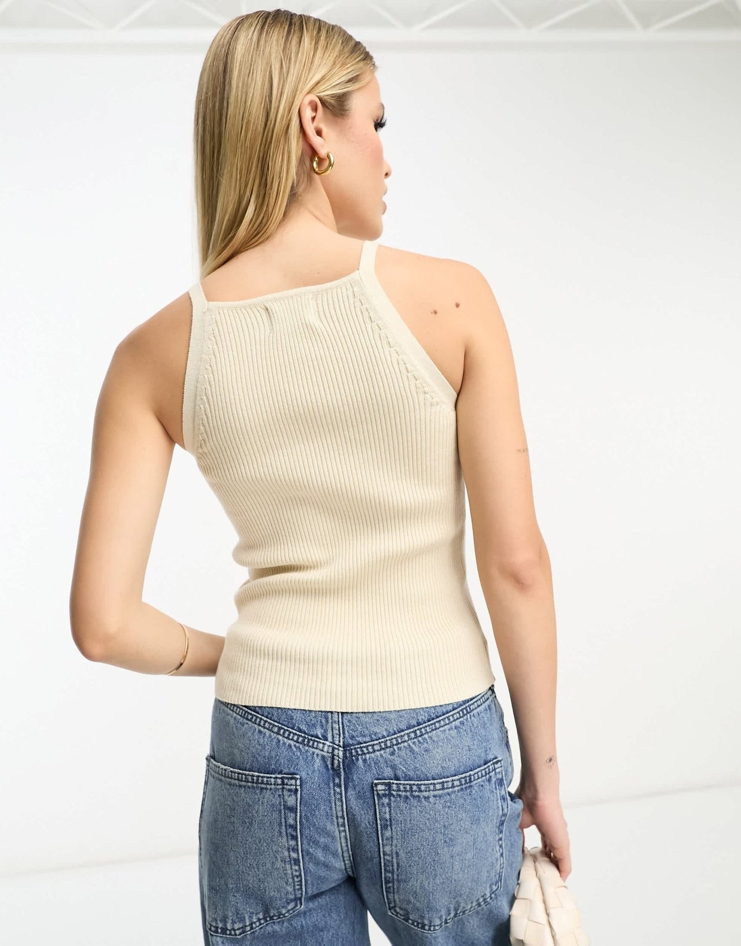 ASOS DESIGN Tall tank top with high square neck in stone - ASOS Sample Sale EU Store