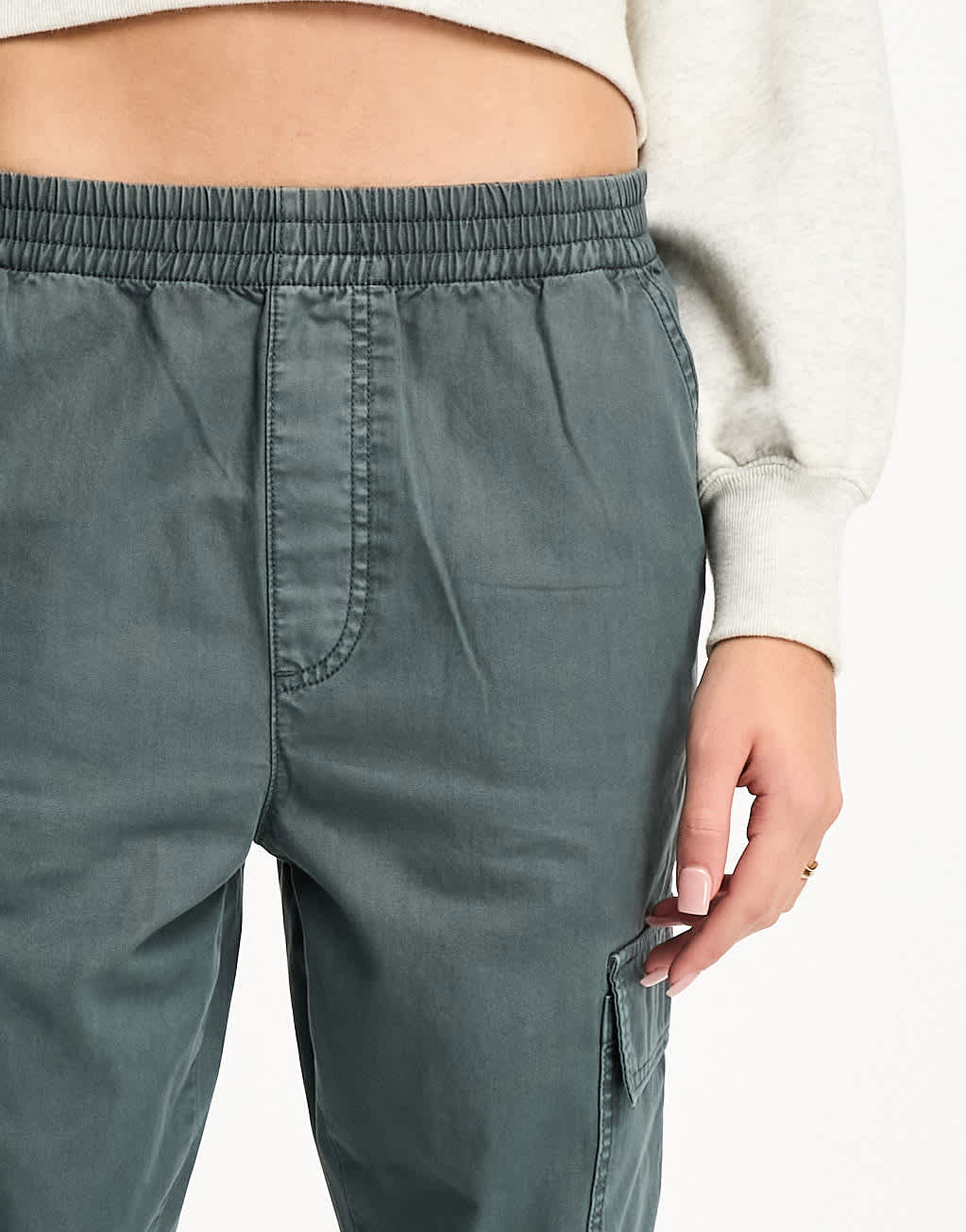 ASOS DESIGN Tall washed cargo trouser with cuff hem in petrol blue - ASOS Sample Sale EU Store