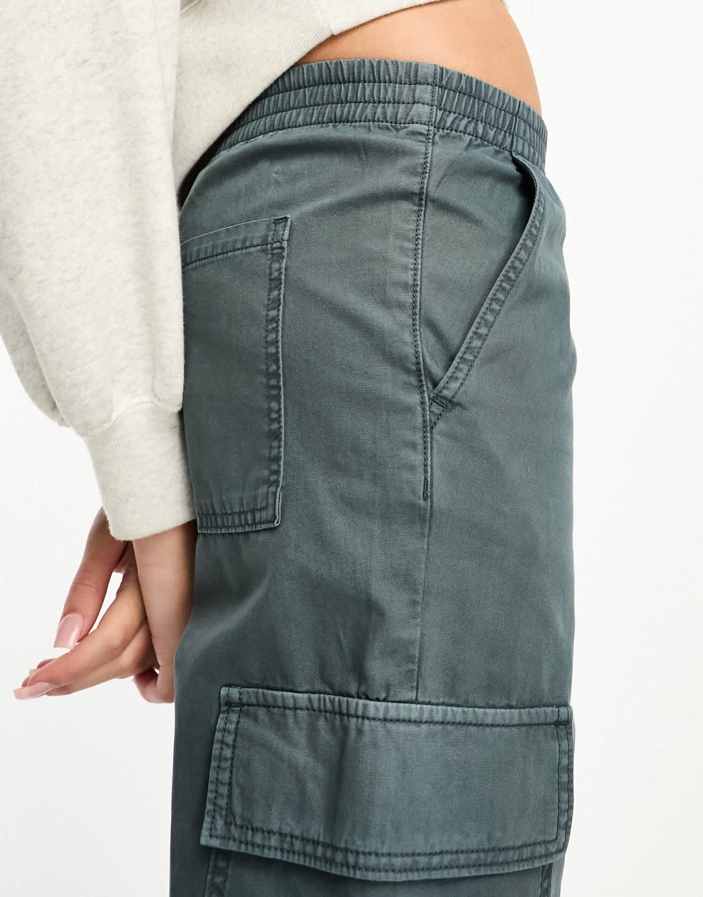 ASOS DESIGN Tall washed cargo trouser with cuff hem in petrol blue - ASOS Sample Sale EU Store