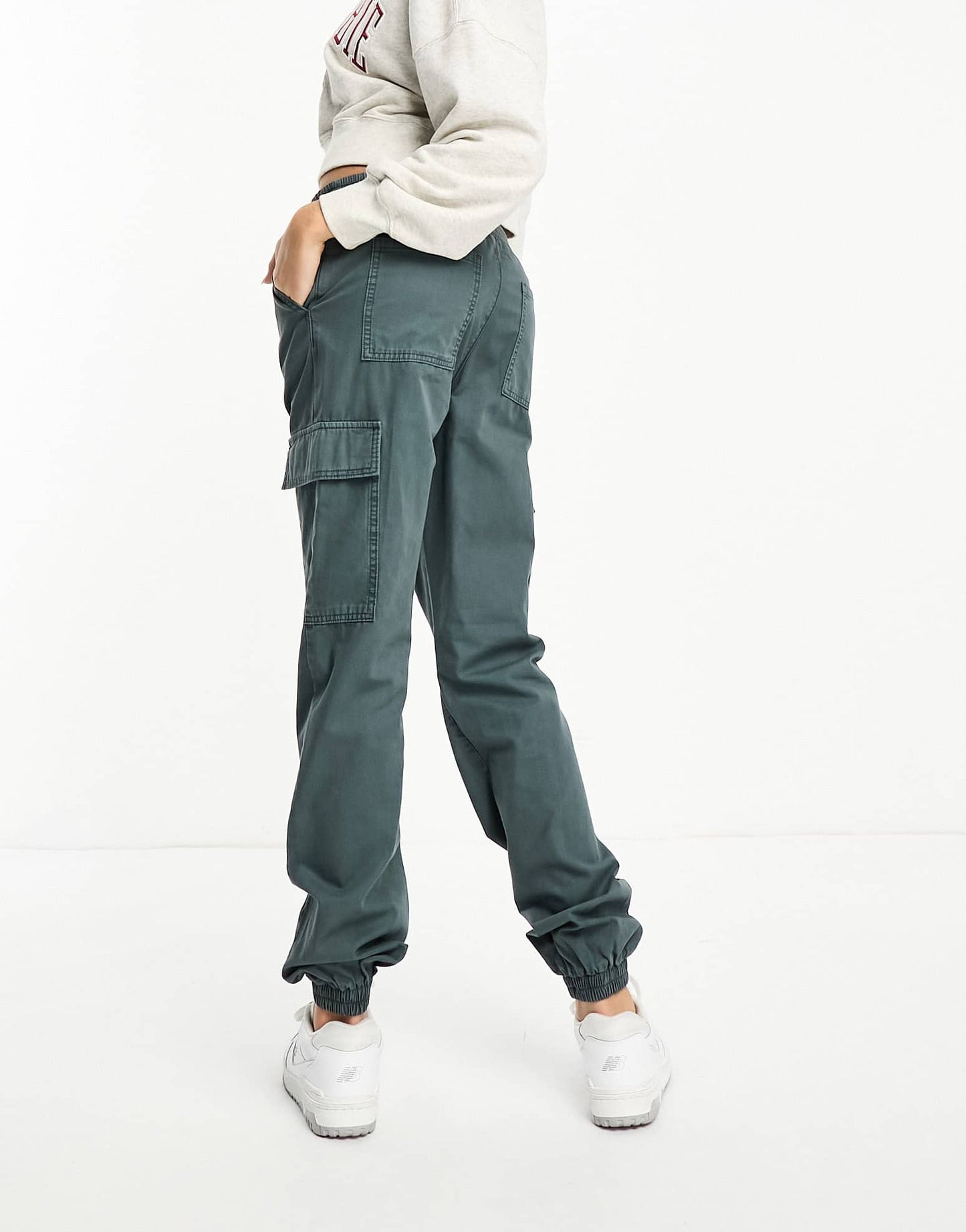 ASOS DESIGN Tall washed cargo trouser with cuff hem in petrol blue - ASOS Sample Sale EU Store