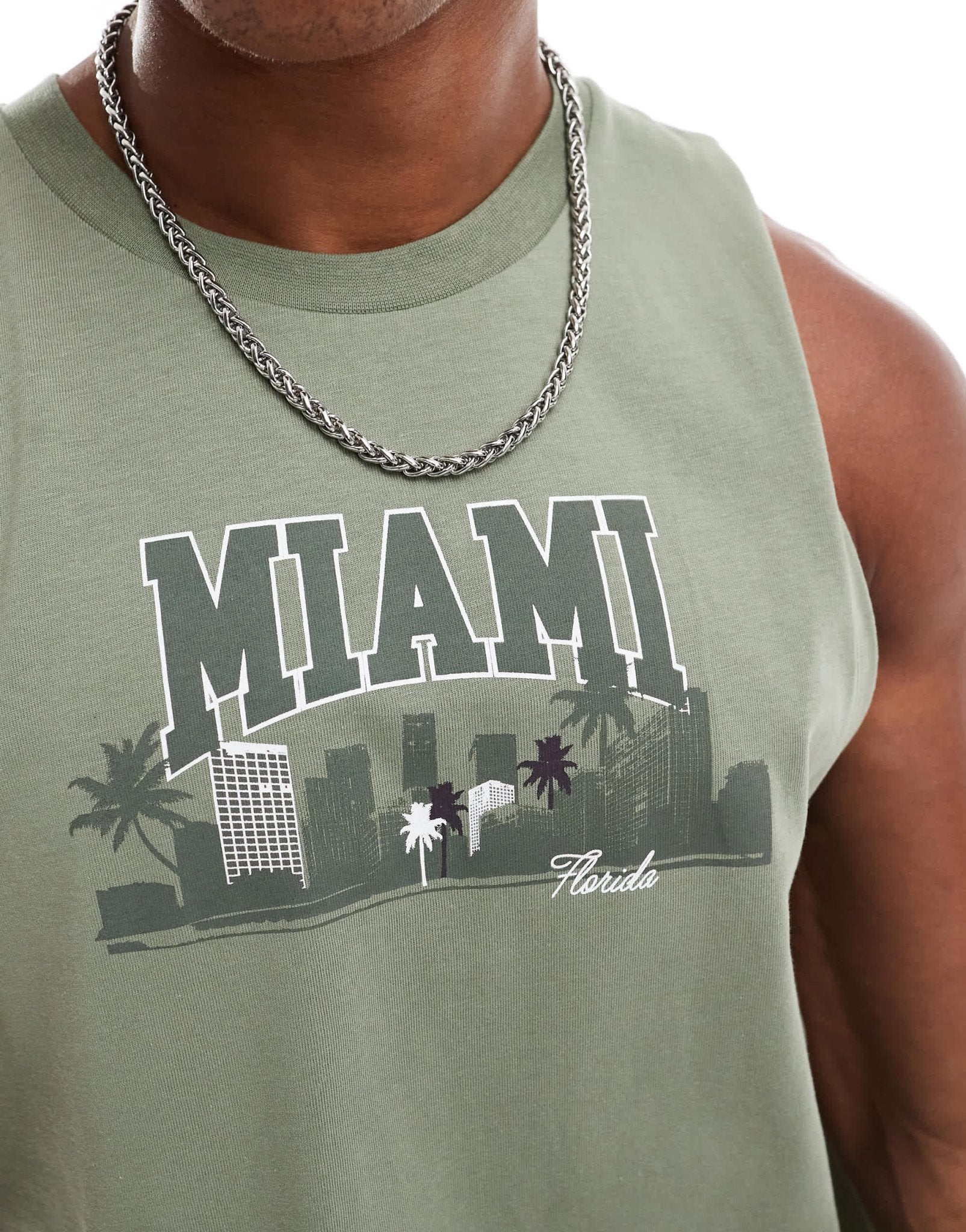 ASOS DESIGN tank with front print in green - ASOS Sample Sale EU Store