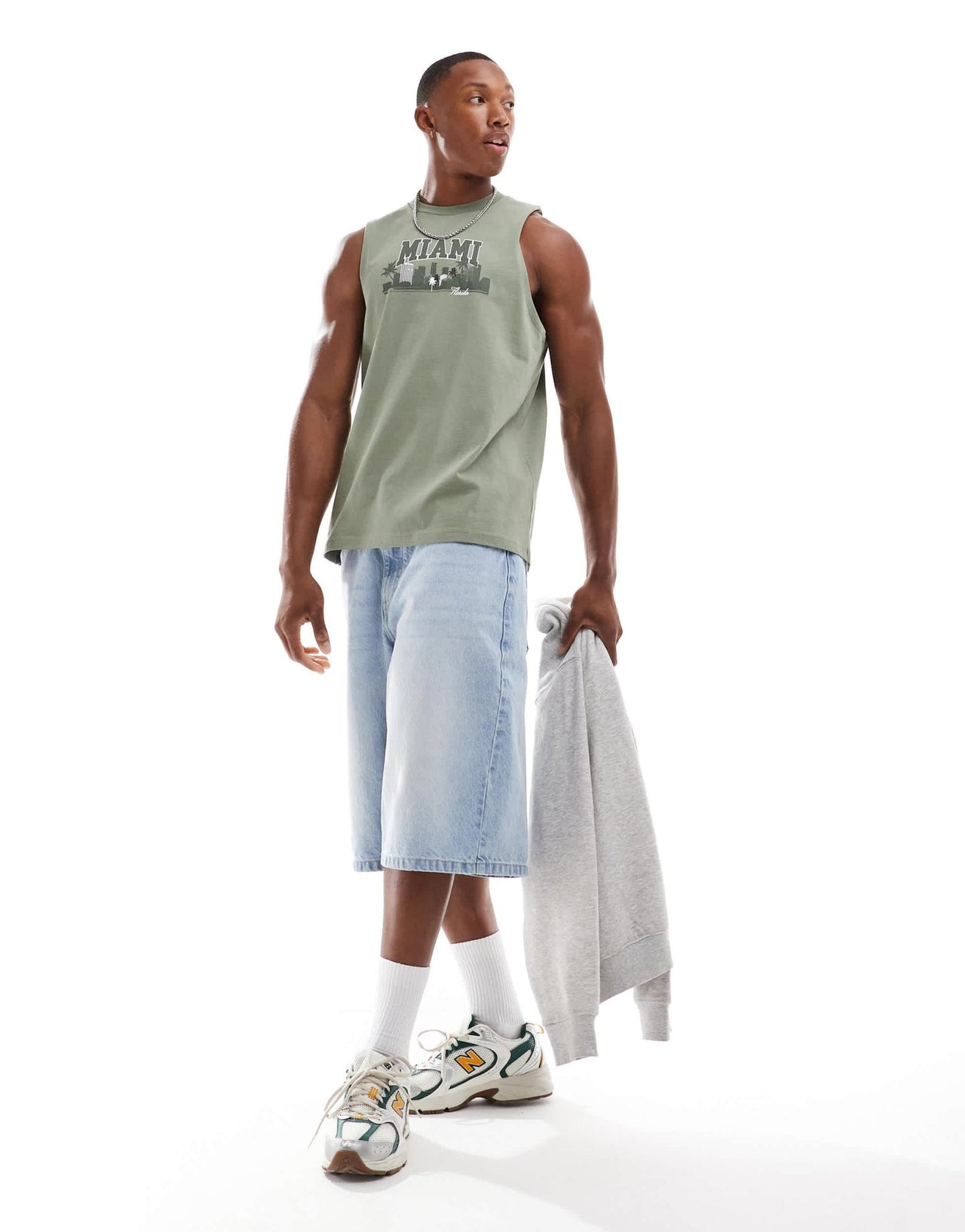 ASOS DESIGN tank with front print in green - ASOS Sample Sale EU Store