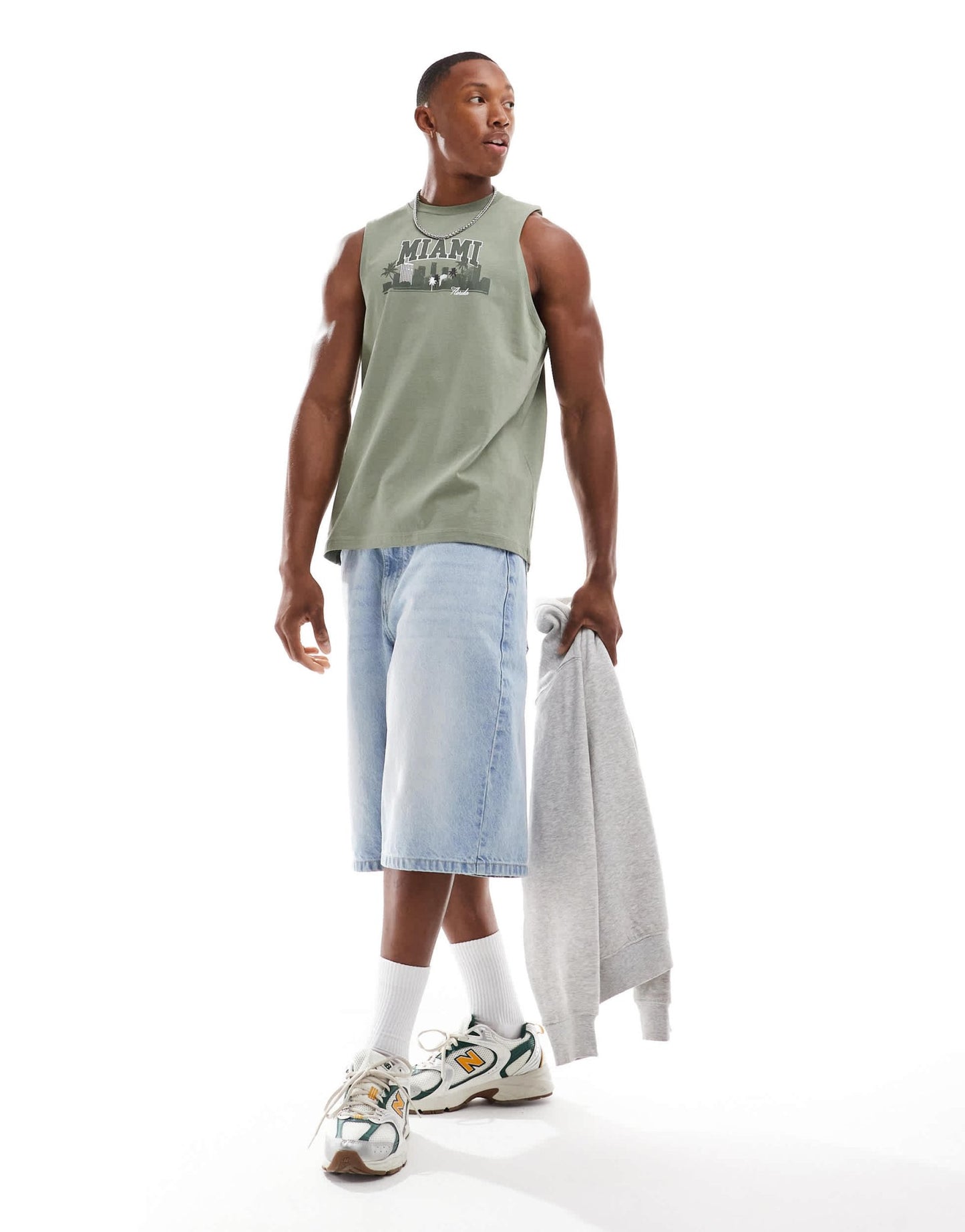 ASOS DESIGN tank with front print in green - ASOS Sample Sale EU Store