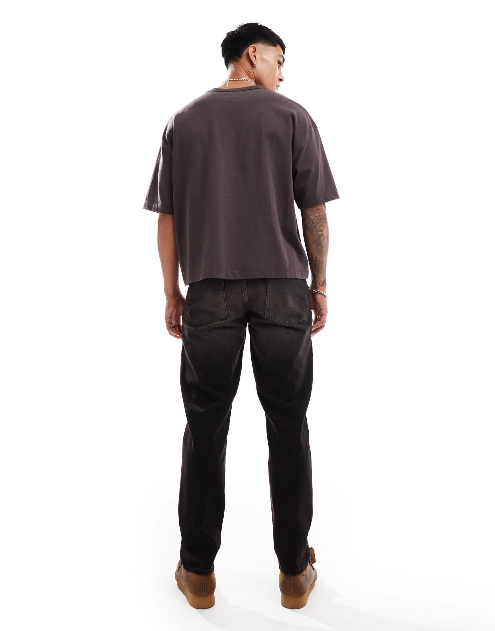 ASOS DESIGN tapered fit in washed black with brown tint - BROWN - ASOS Sample Sale EU Store