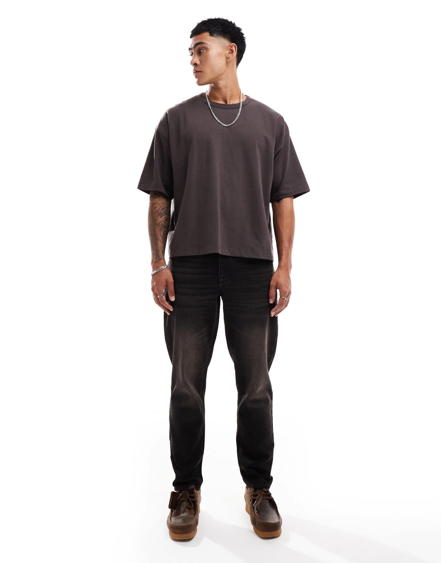 ASOS DESIGN tapered fit in washed black with brown tint - BROWN - ASOS Sample Sale EU Store