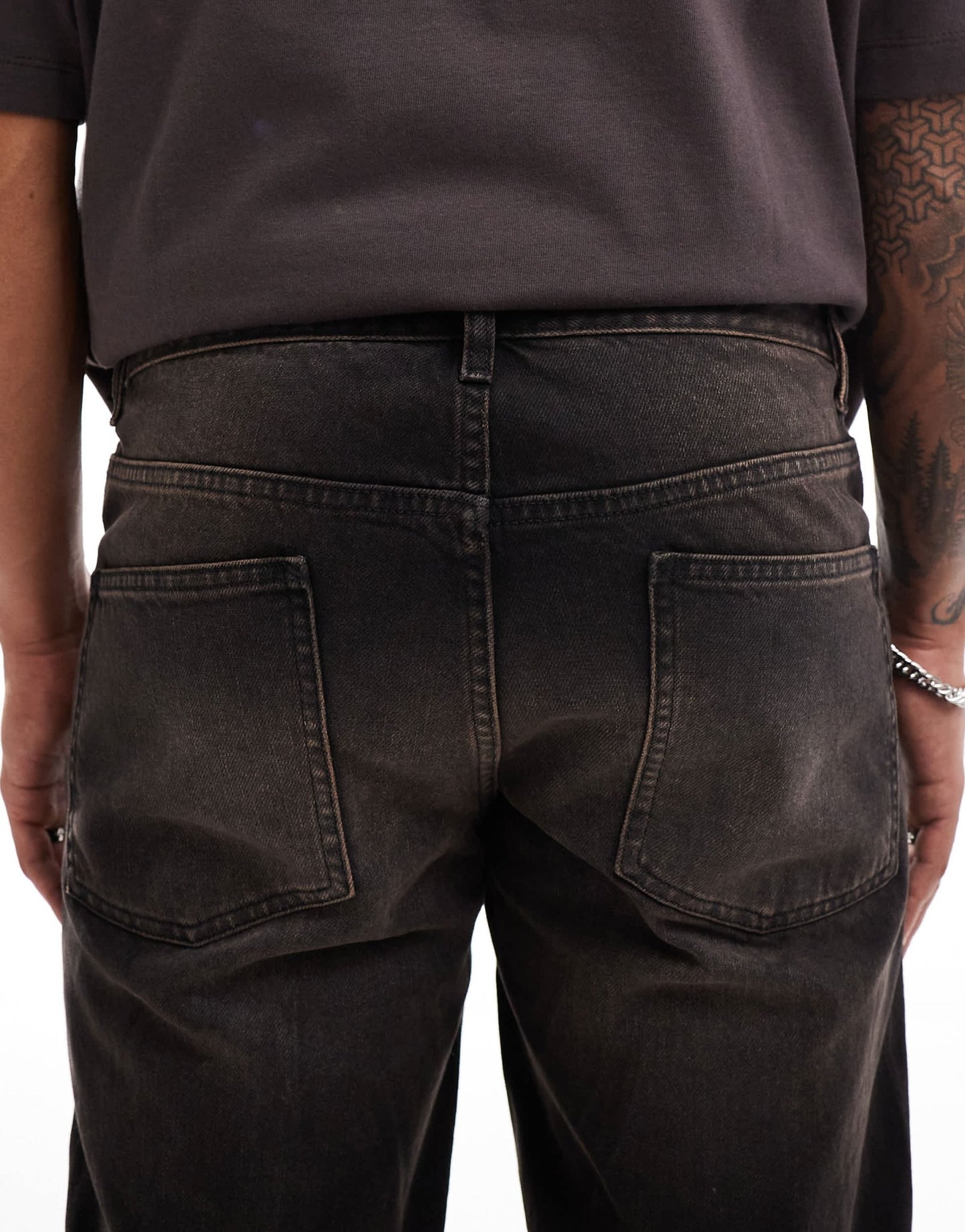 ASOS DESIGN tapered fit in washed black with brown tint - BROWN - ASOS Sample Sale EU Store