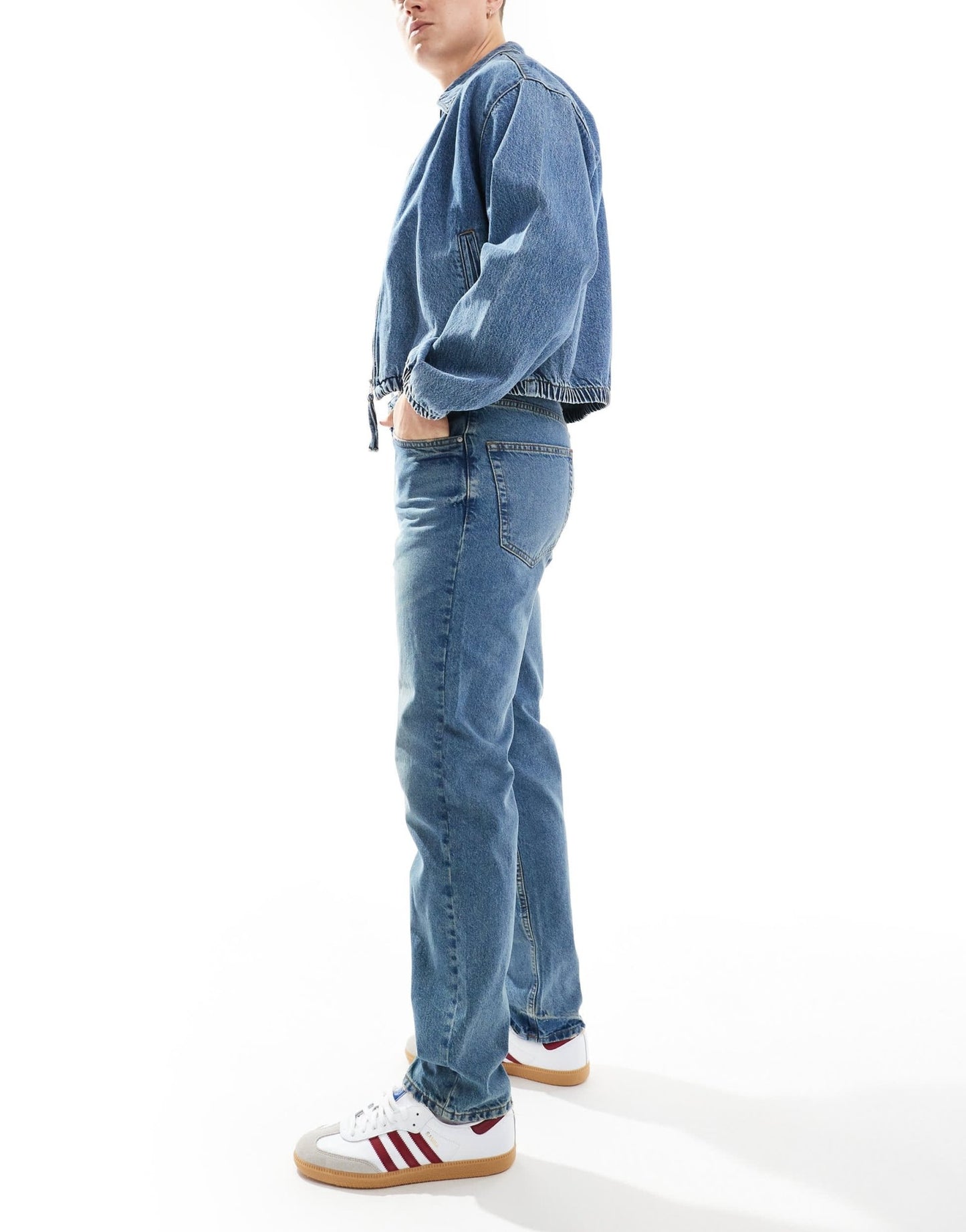 ASOS DESIGN tapered fit jeans in mid wash blue - ASOS Sample Sale EU Store