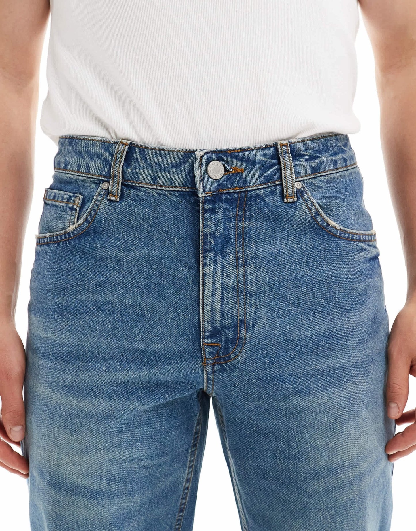ASOS DESIGN tapered fit jeans in mid wash blue - ASOS Sample Sale EU Store