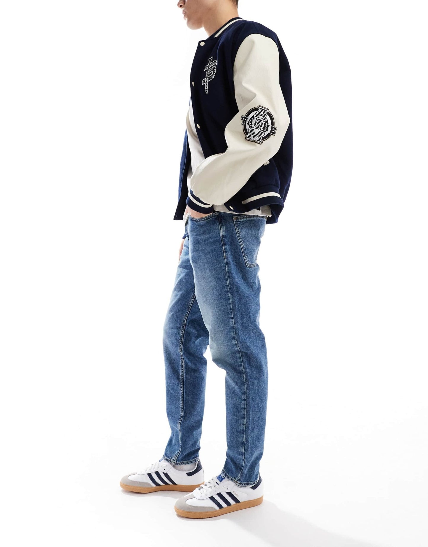 ASOS DESIGN tapered jeans in tinted dark wash blue - ASOS Sample Sale EU Store