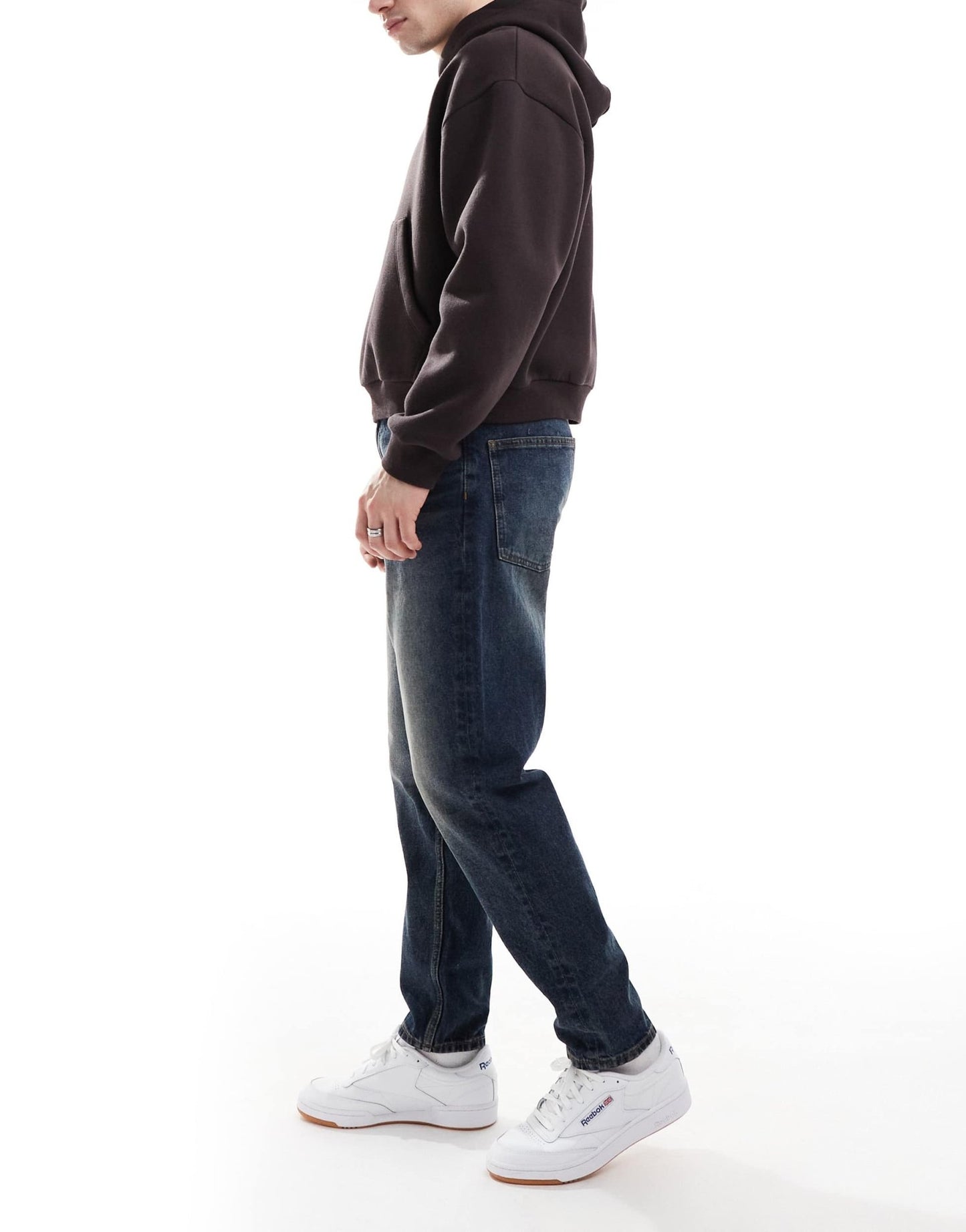 ASOS DESIGN tapered jeans with vintage tint in dark wash blue - ASOS Sample Sale EU Store