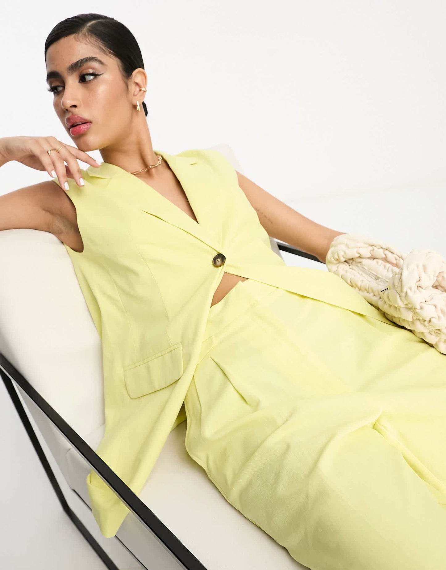 ASOS DESIGN tapered mom trouser with linen in lemon - ASOS Sample Sale EU Store